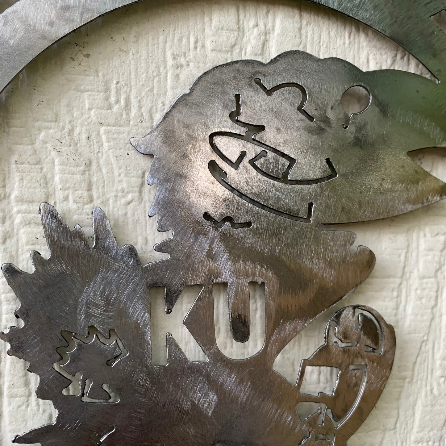 KANSAS JAYHAWKS RAW METAL CUSTOM VINTAGE CRAFT WALL ART TEAM SIGN HANDMADE