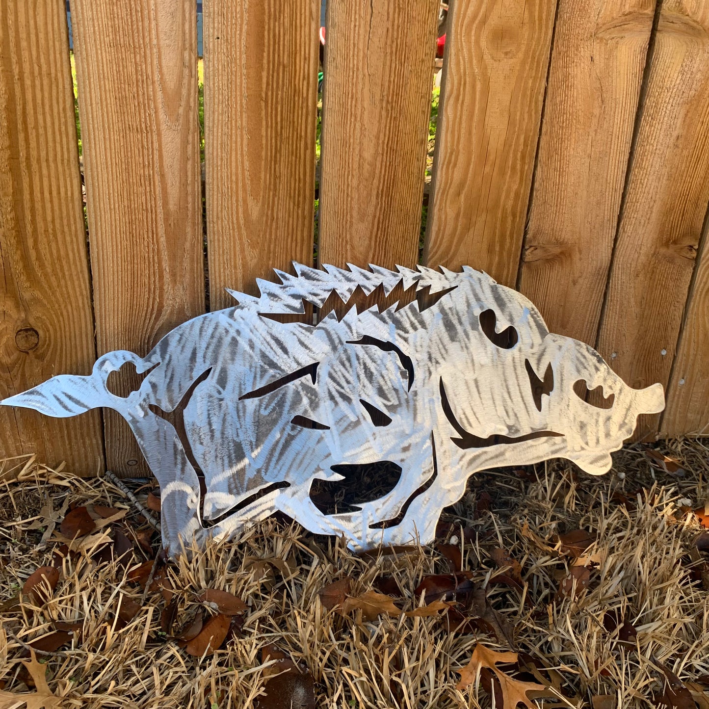 24" X 12" ARKANSAS RAZORBACKS CUSTOM RAW METAL VINTAGE CRAFT WIDE BAND RING TEAM SIGN HANDMADE