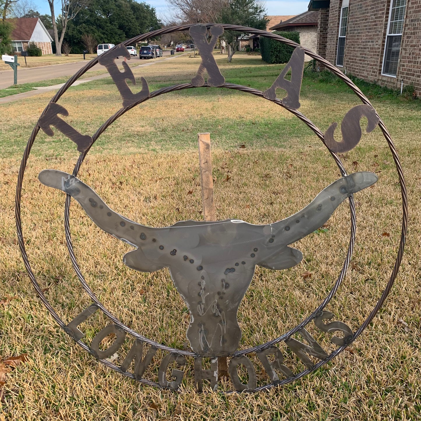 50" TEXAS LONGHORNS LARGE CUSTOM RAW METAL VINTAGE CRAFT SIGN TEAM ART UNPAINTED WESTERN HOME DECOR HANDMADE STEEL #EH12570