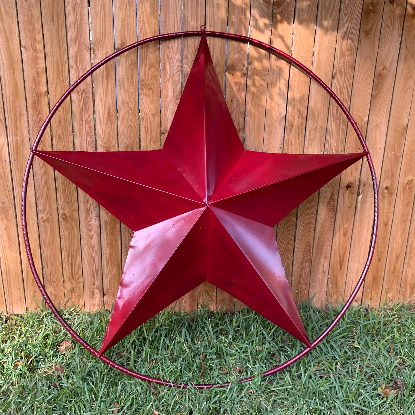 24",32",36" CRANBERRY RED STAR BARN METAL LONESTAR TWISTED ROPE RING WALL ART WESTERN HOME DECOR BRAND NEW