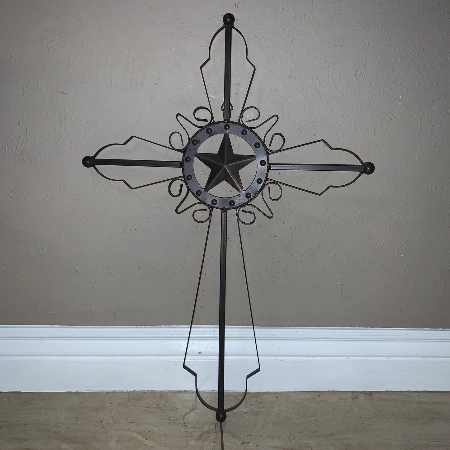 STAR METAL CROSS WALL ART DARK BRONZE COPPER