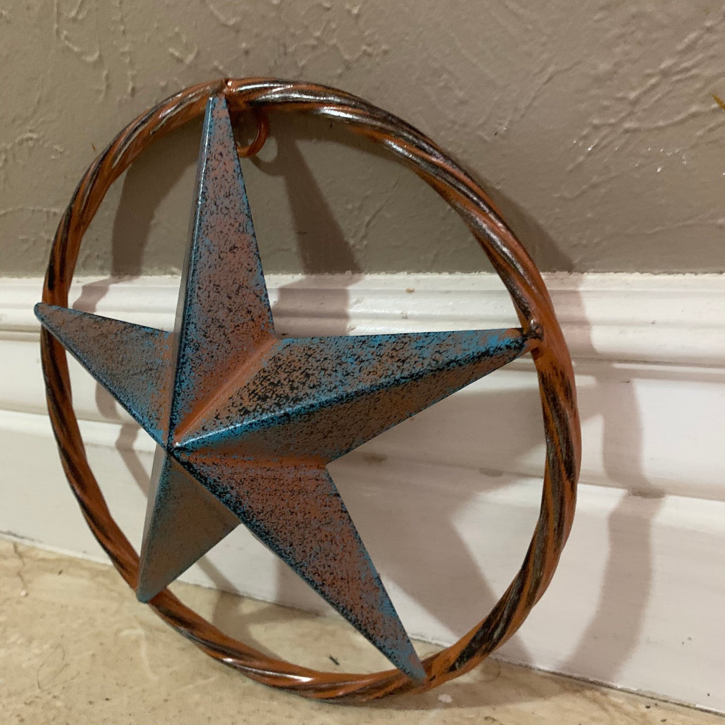 TURQUOISE DISTRESSED BARN METAL STAR WESTERN HOME DECOR ART HANDMADE #EH13601