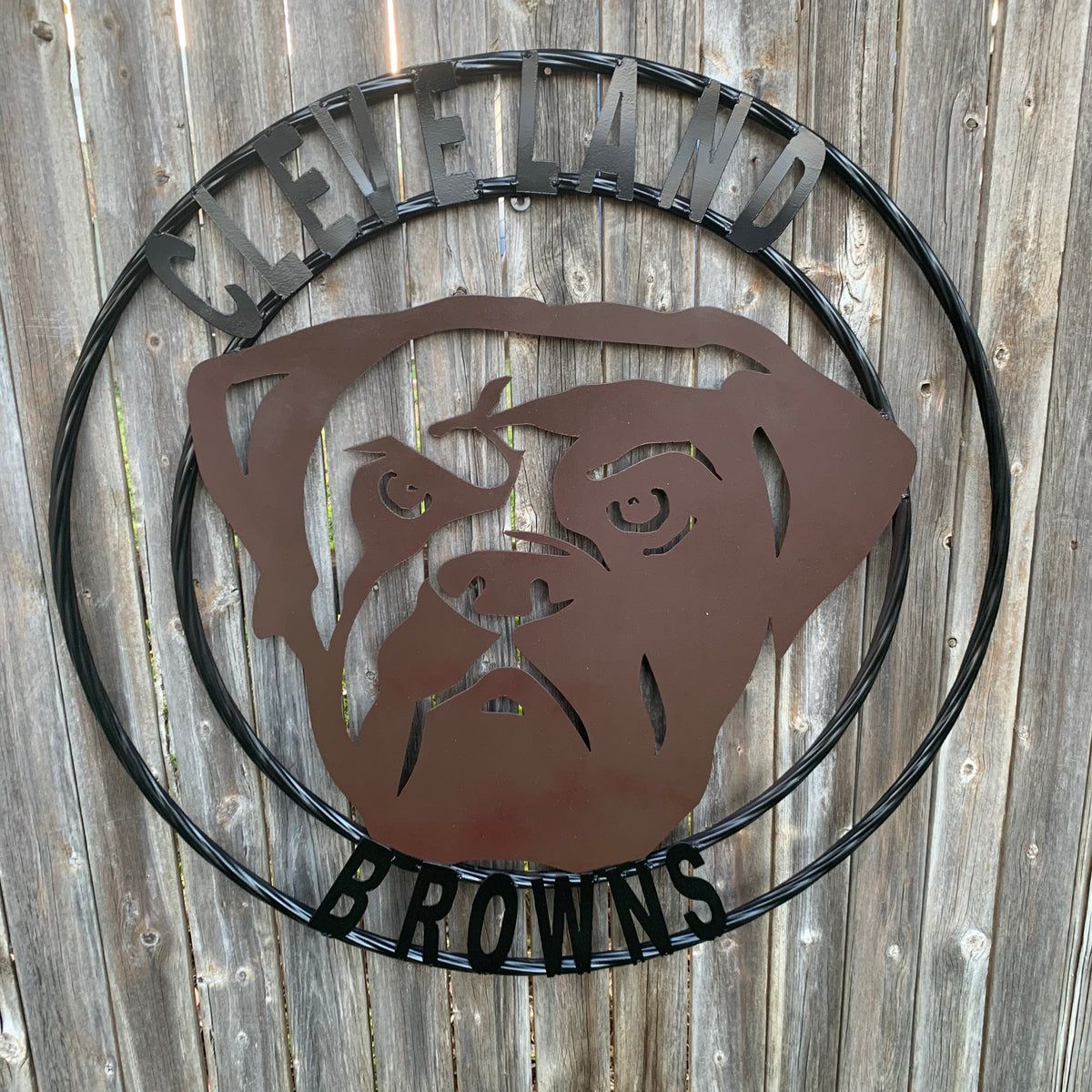 CLEVELAND BROWNS METAL CUSTOM VINTAGE CRAFT ART HANDMADE RUSTIC BROWN