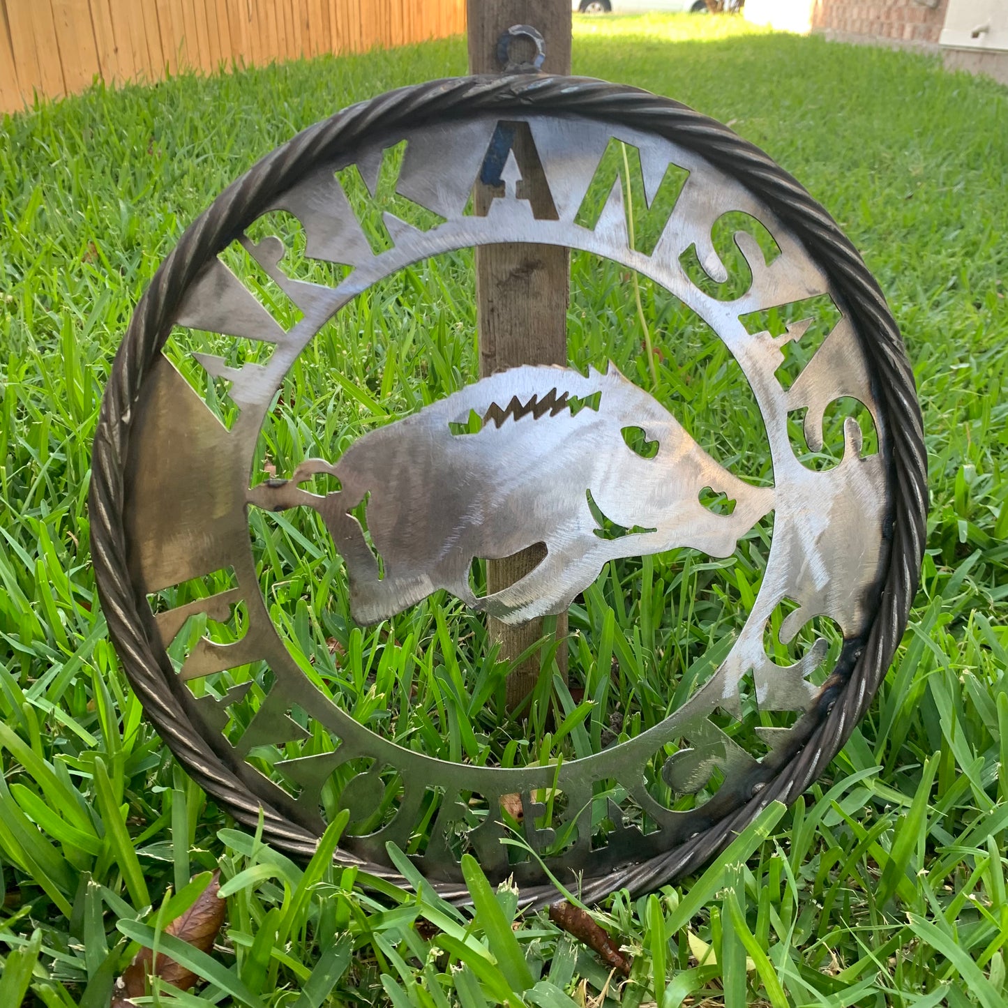 12", 18", 24", 32" ARKANSAS RAZORBACKS CUSTOM RAW METAL VINTAGE CRAFT WIDE BAND RING TEAM SIGN HANDMADE