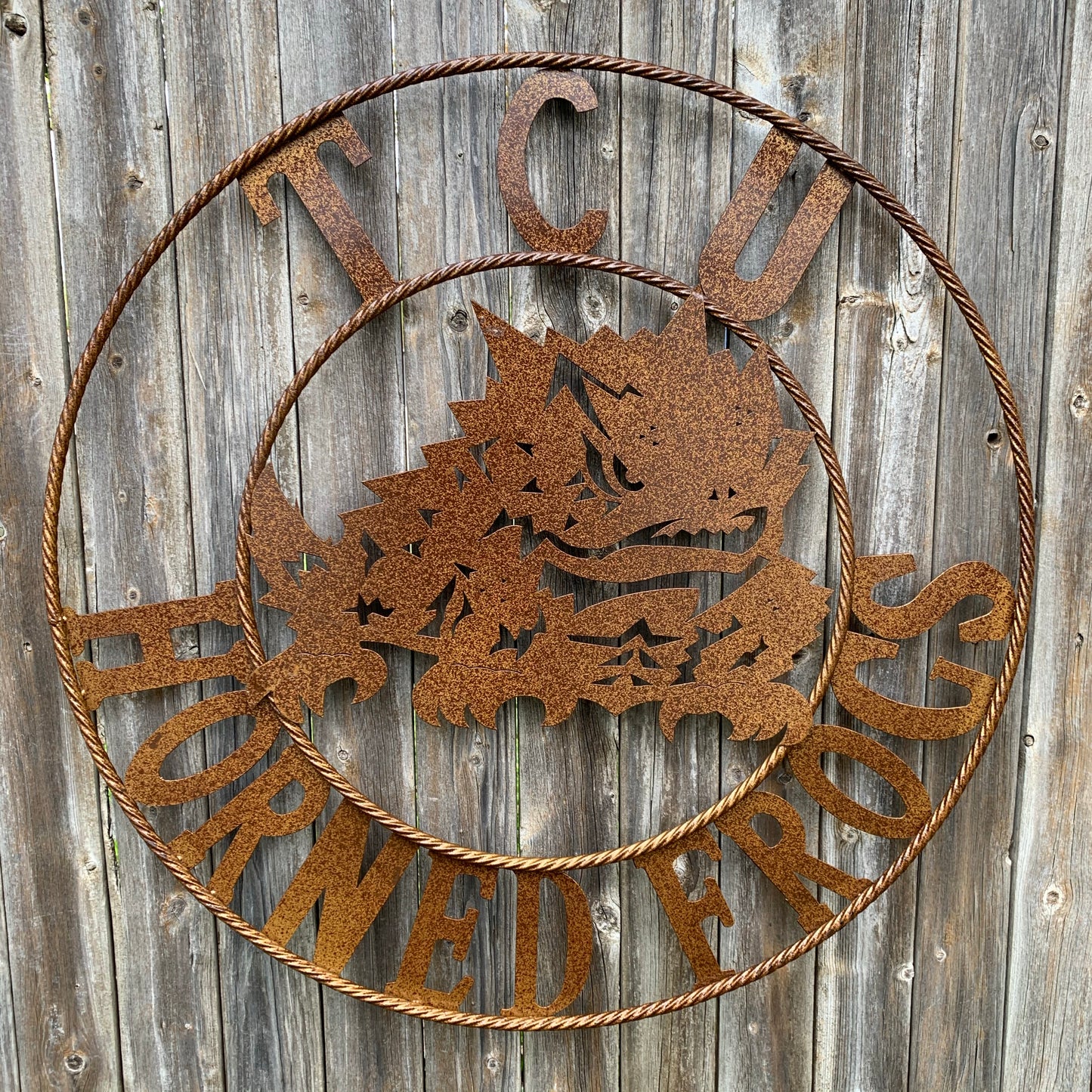 12", 18", 24", 32" TCU HORNED FROGS CUSTOM VINTAGE CRAFT METAL TEAM SIGN HANDMADE