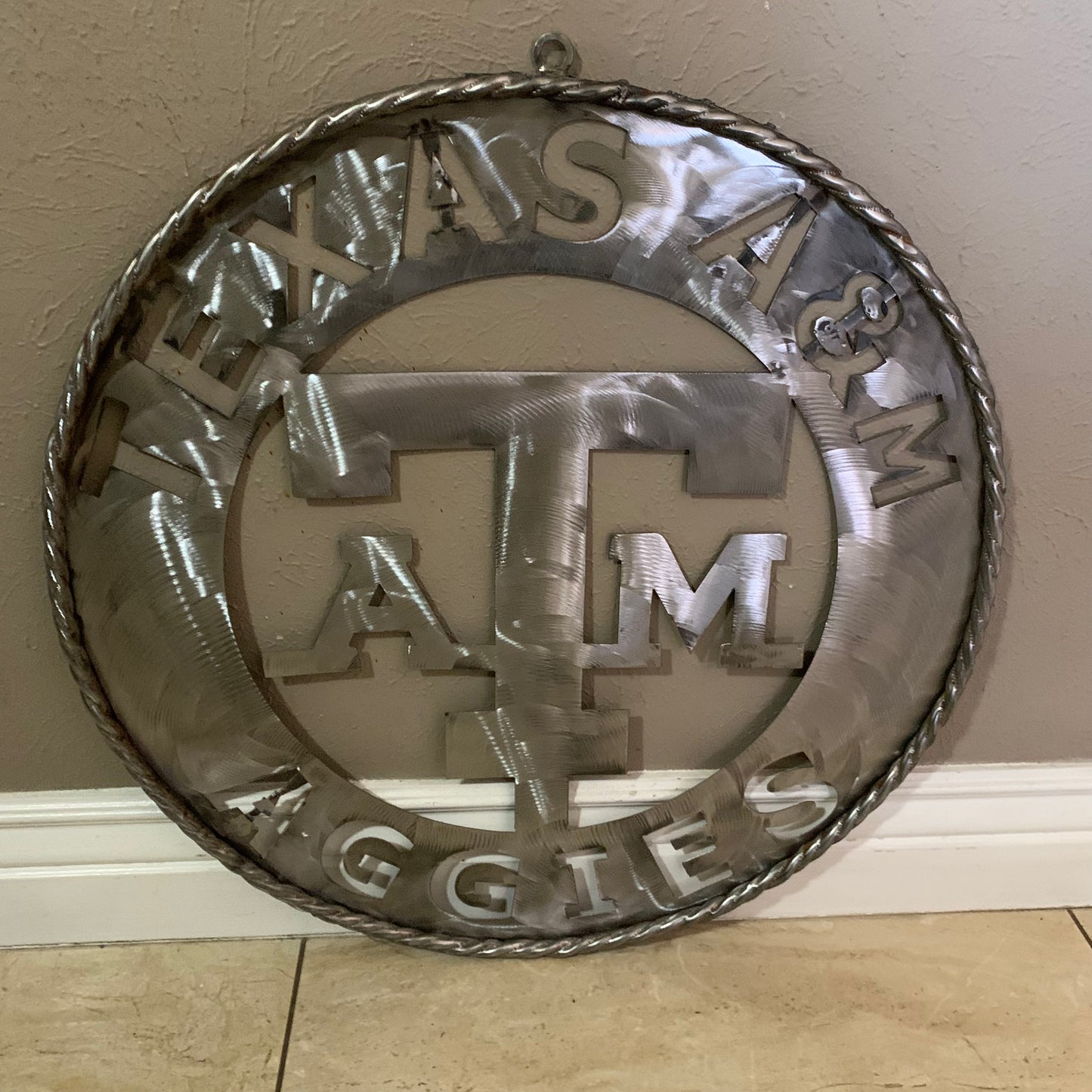 TEXAS A&M WIDE BAND RAW METAL CUSTOM VINTAGE CRAFT WALL ART TEAM SIGN HANDMADE