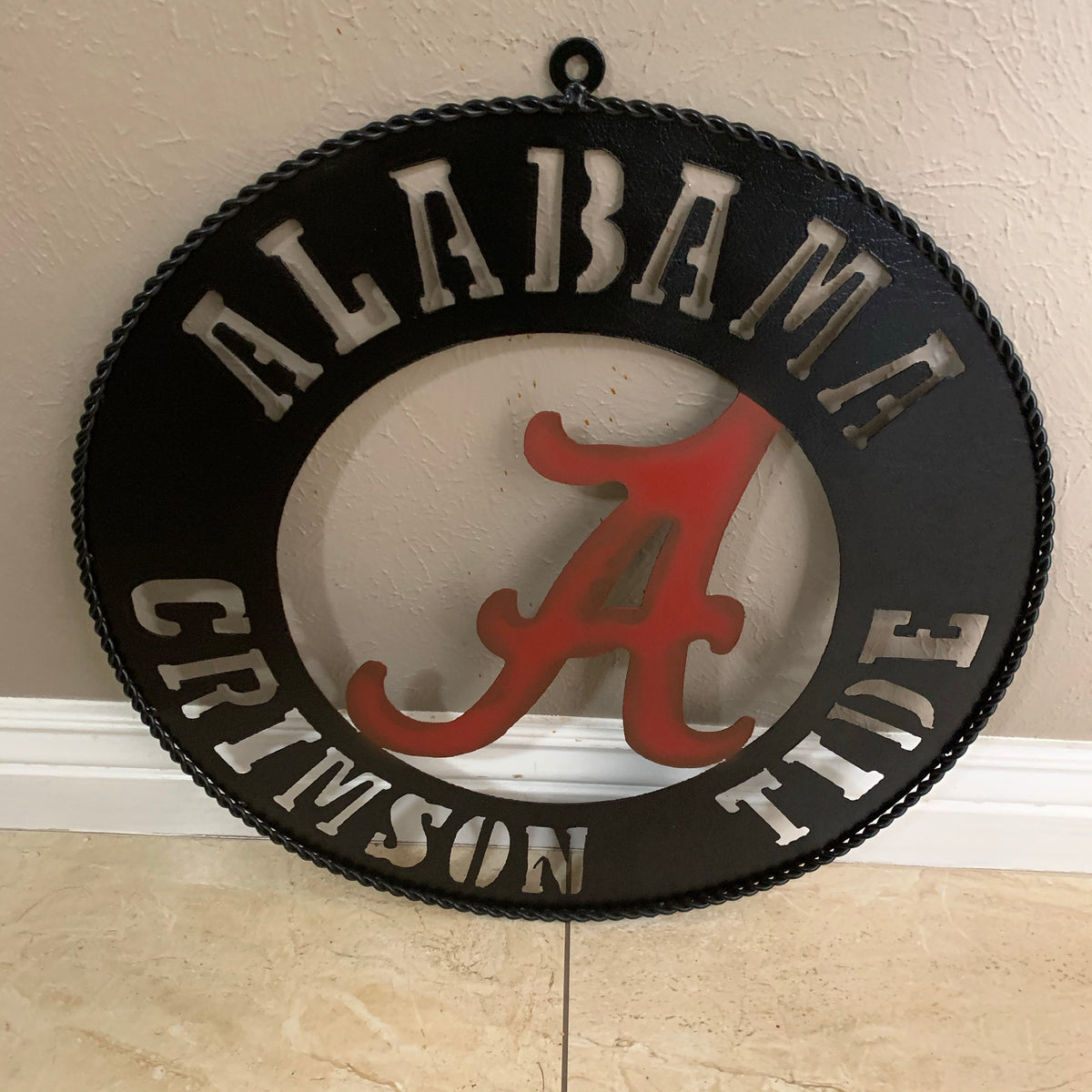 ALABAMA CRIMSON TIDE WIDE BAND RING CUSTOM METAL VINTAGE SIGN TEAM HANDMADE