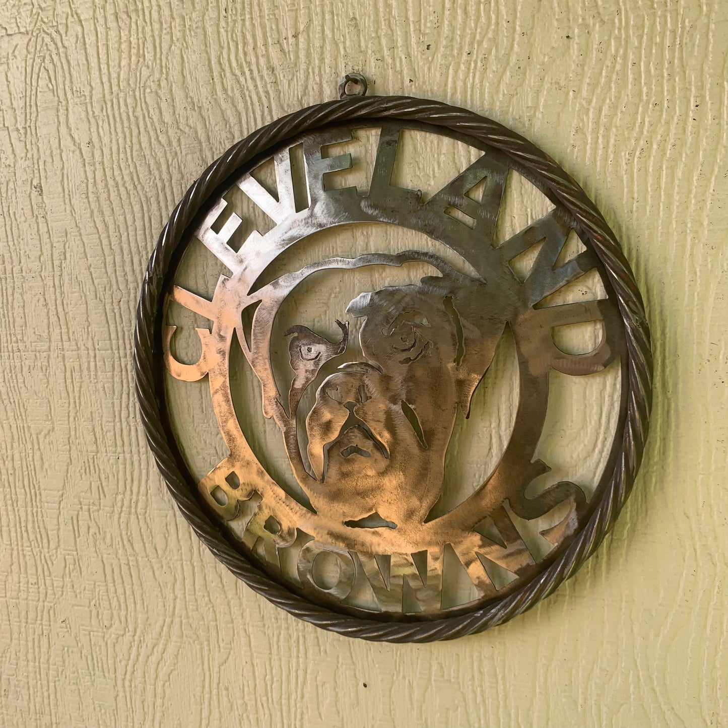 CLEVELAND BROWNS RAW METAL CUSTOM VINTAGE CRAFT ART HANDMADE RUSTIC BLACK