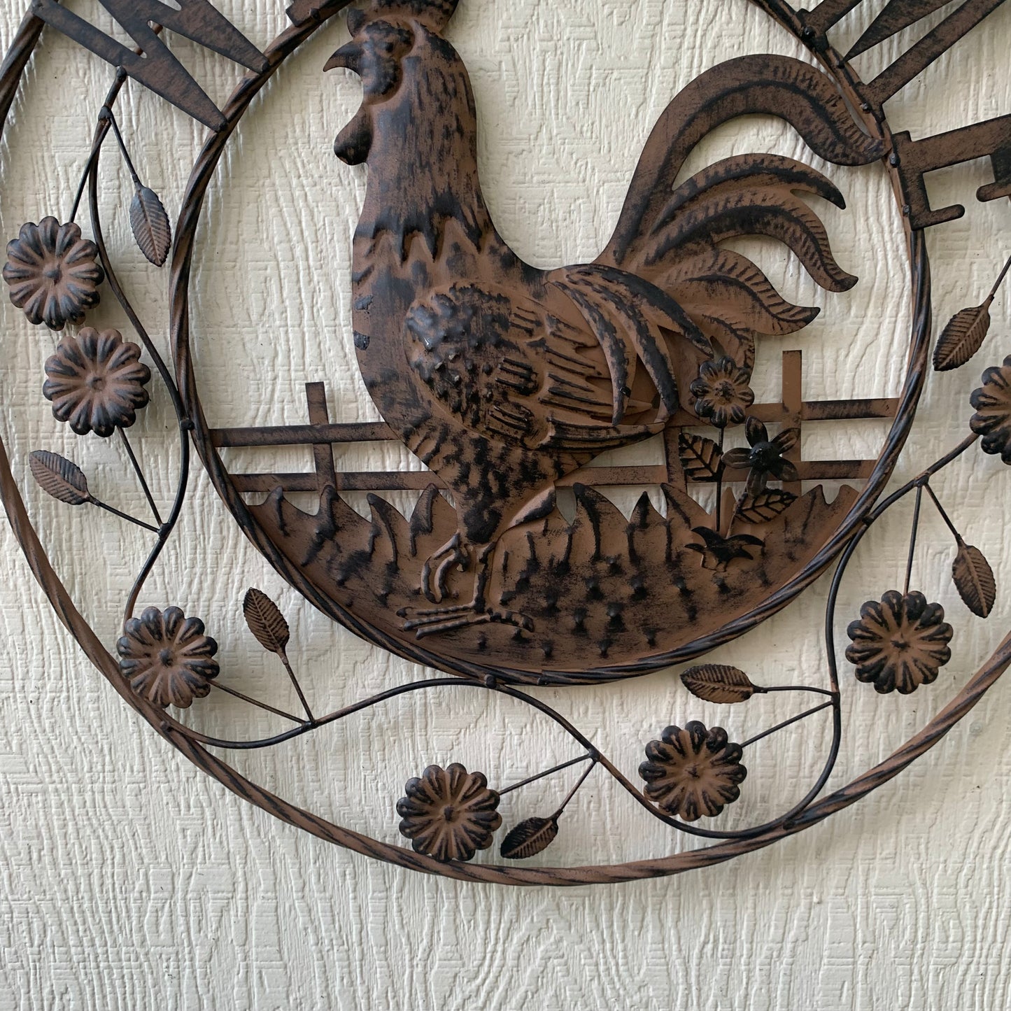 #EH11437 ROOSTER WELCOME 24" SCROLL ART METAL SIGN WESTERN HOME DECOR NEW