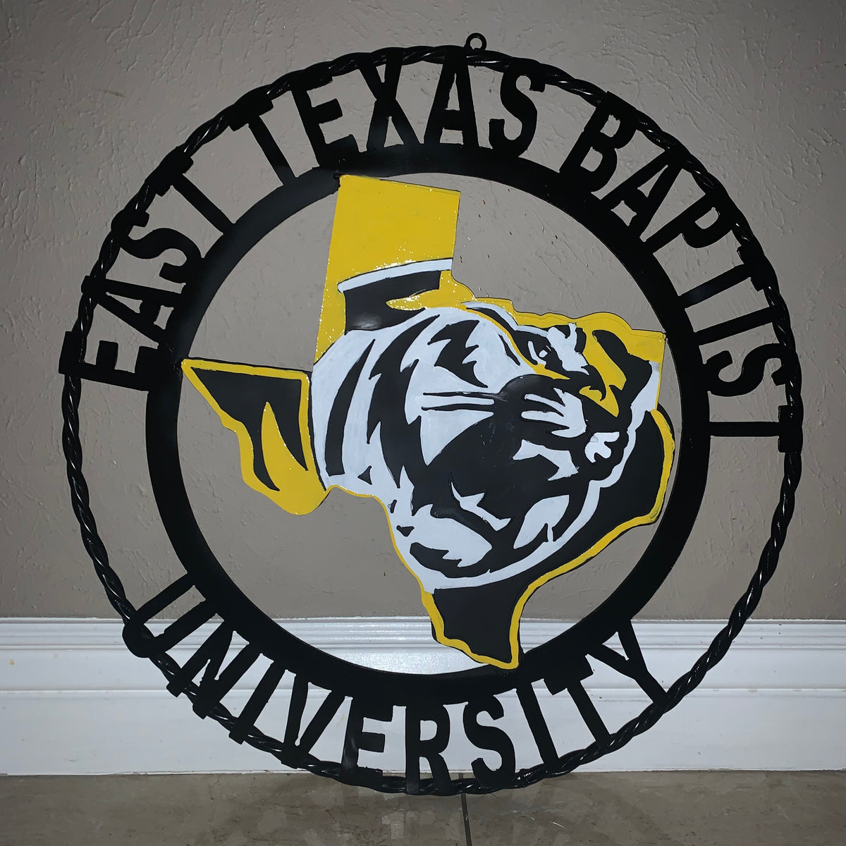 EAST TEXAS BAPTIST UNIVERSITY METAL CUSTOM VINTAGE CRAFT SIGN WALL ART TEAM HANDMADE