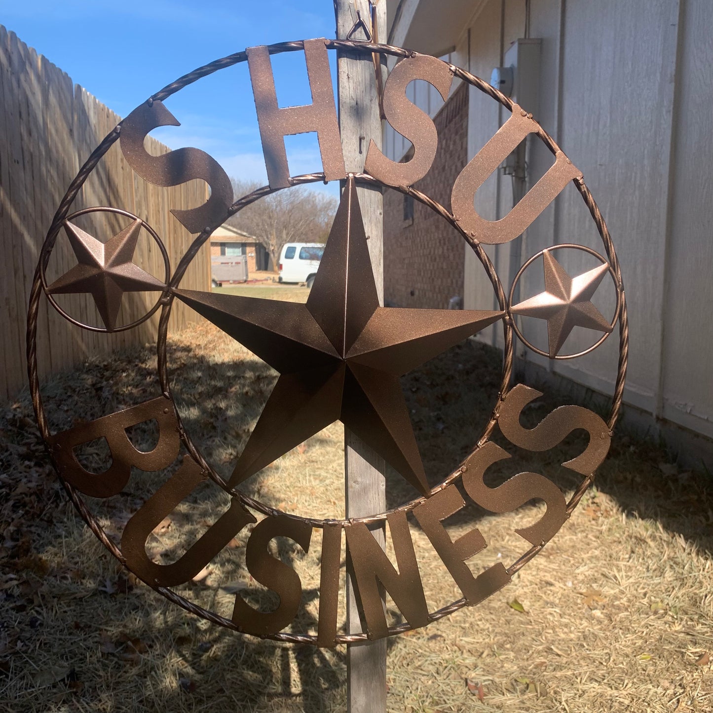 24",32" SHSU SAM HOUSTON BEARKATS BUSINESS RUSTIC BRONZE COPPER METAL CUSTOM VINTAGE CRAFT RUSTIC BLACK TEAM STAR HANDMADE
