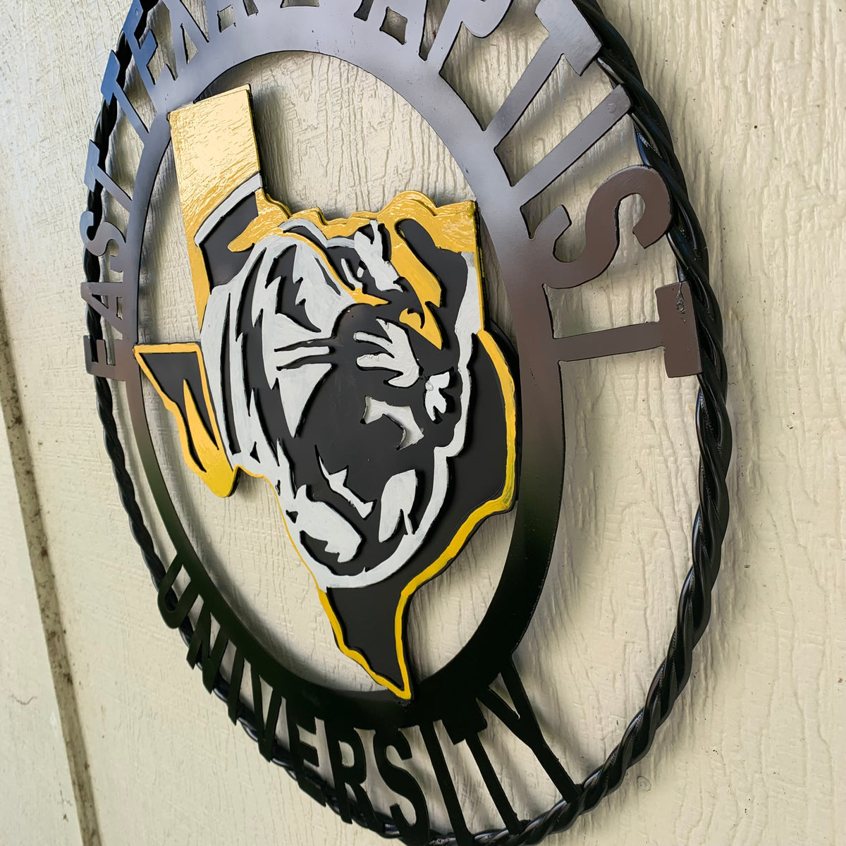 EAST TEXAS BAPTIST UNIVERSITY METAL CUSTOM VINTAGE CRAFT SIGN WALL ART TEAM HANDMADE