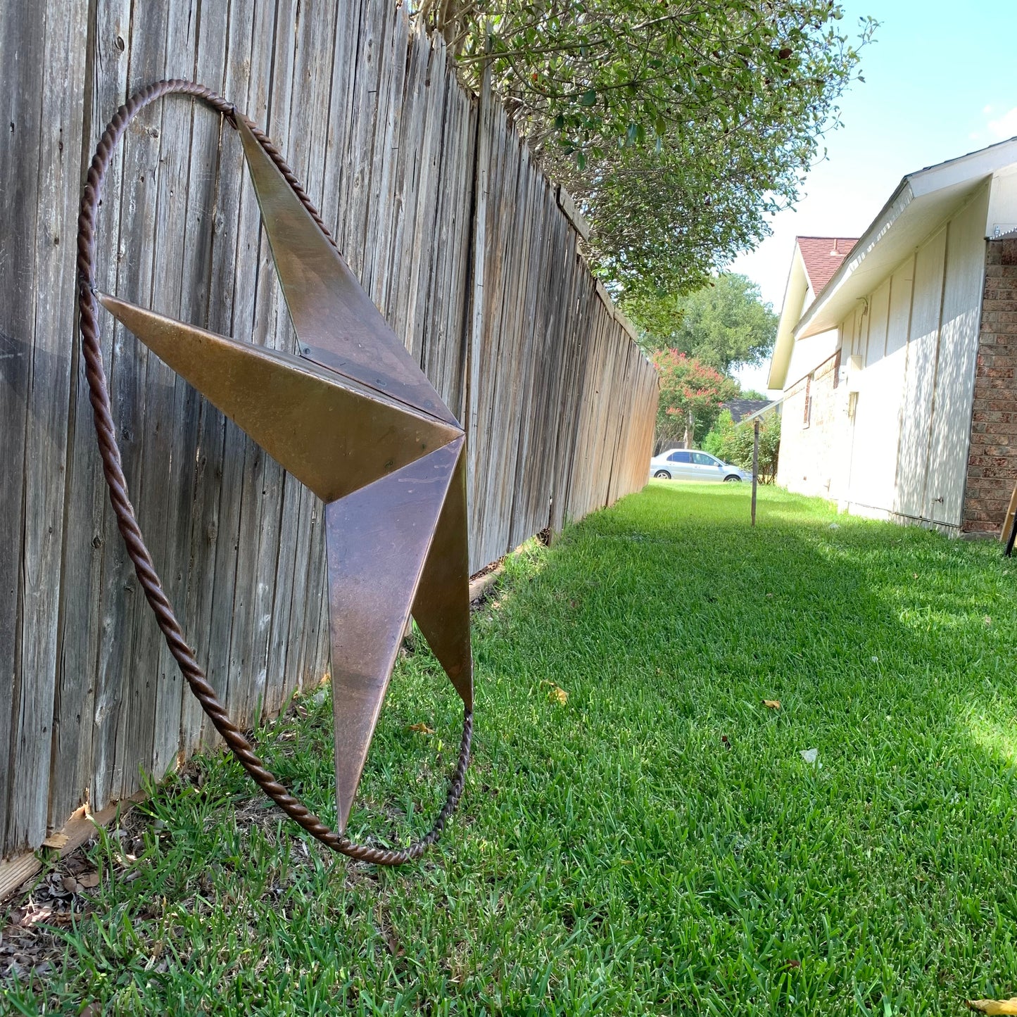 #EH10507 TEXAS GIANT 8,6,5,4 FOOT NATURAL RUSTIC SEALED UNPAINTED LARGE OVERSIZE METAL LONESTAR GENUINE RUST PATINA LONE STAR TWISTED ROPE RING 4,5,6,8 FOOT