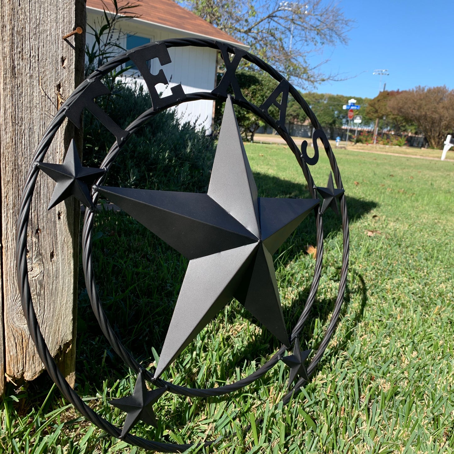 24" TEXAS BLACK STAR BARN STAR METAL ART WESTERN HOME DECOR VINTAGE RUSTIC BLACK