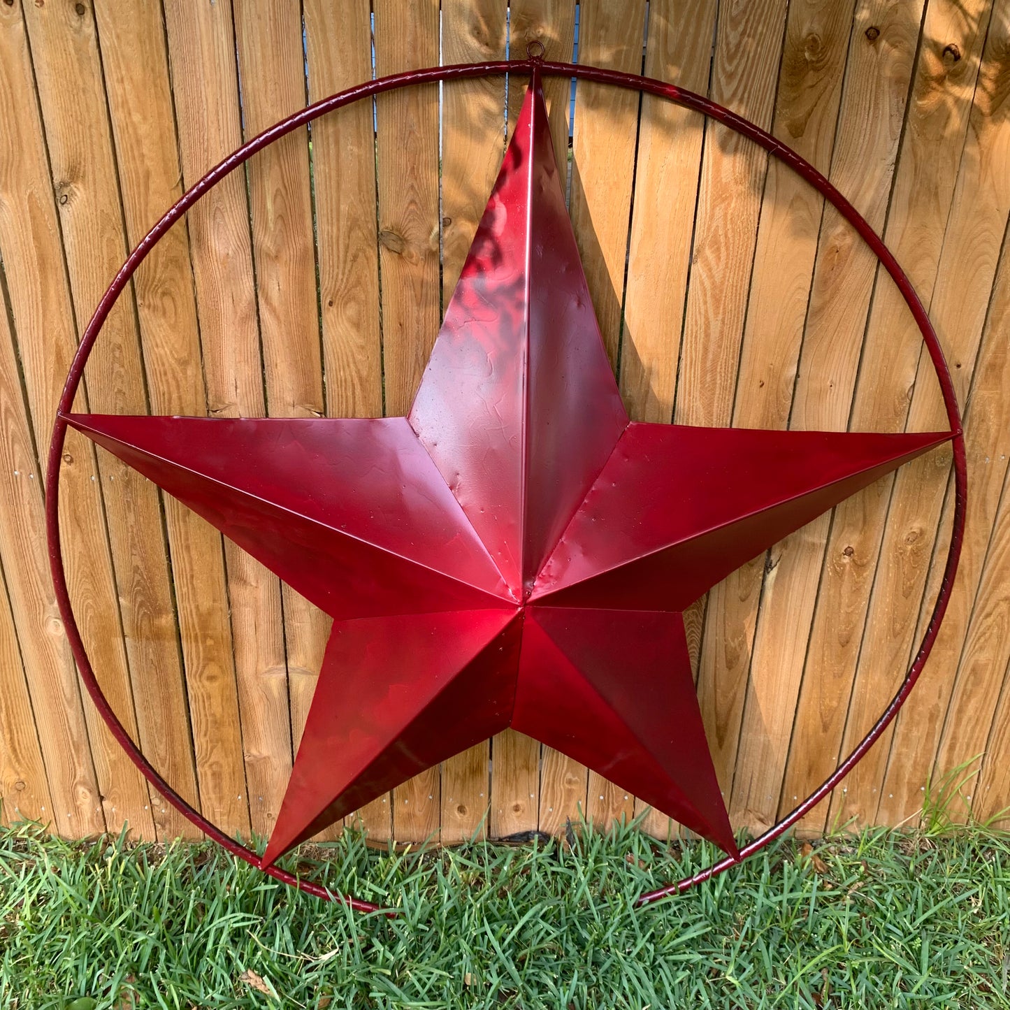24",32",36" CRANBERRY RED STAR BARN METAL LONESTAR TWISTED ROPE RING WALL ART WESTERN HOME DECOR BRAND NEW