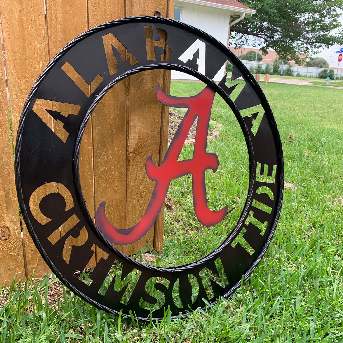 ALABAMA CRIMSON TIDE WIDE BAND RING CUSTOM METAL VINTAGE SIGN TEAM SPORTS HANDMADE