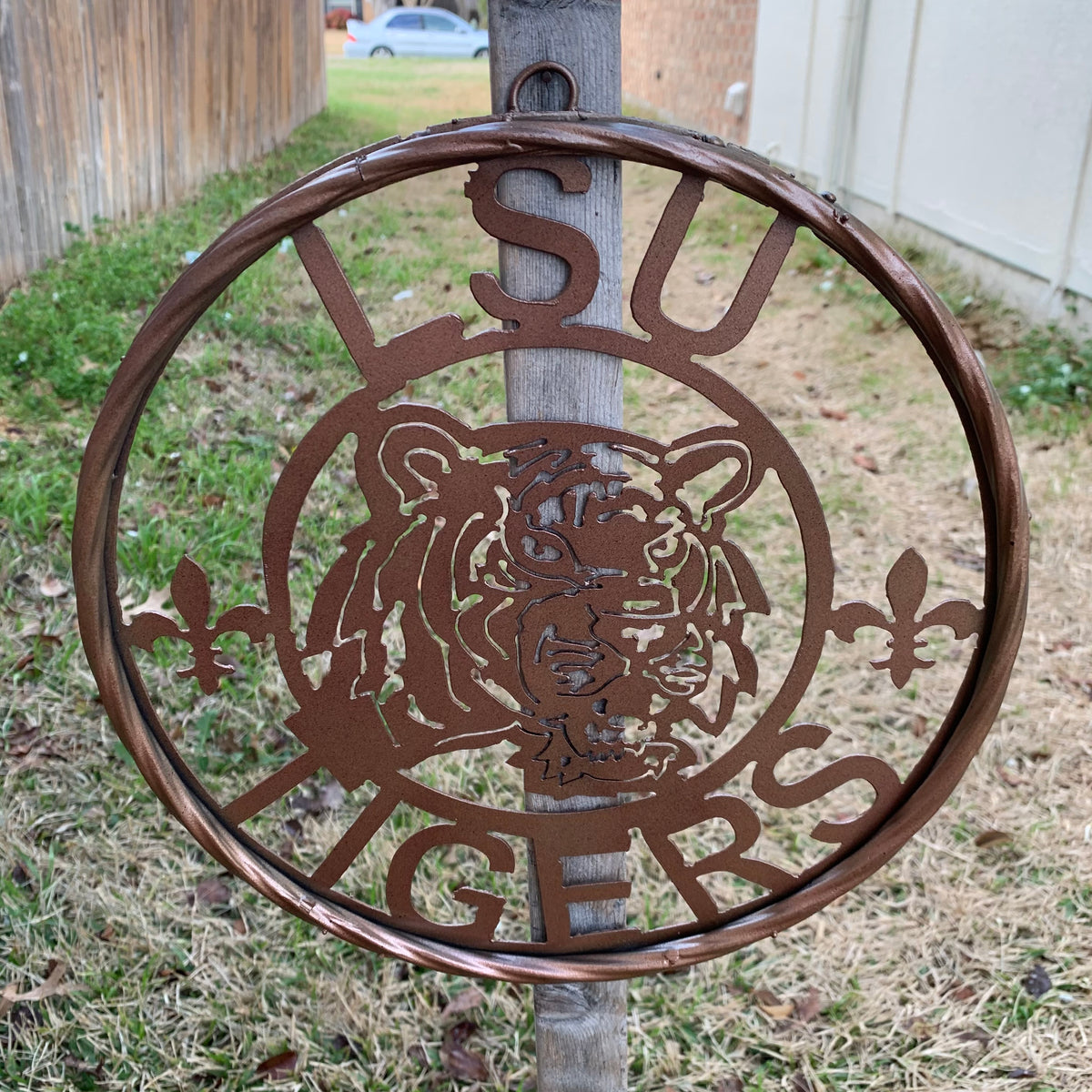 12" LSU TIGERS CUSTOM METAL VINTAGE CRAFT WESTERN HOME DECOR NEW