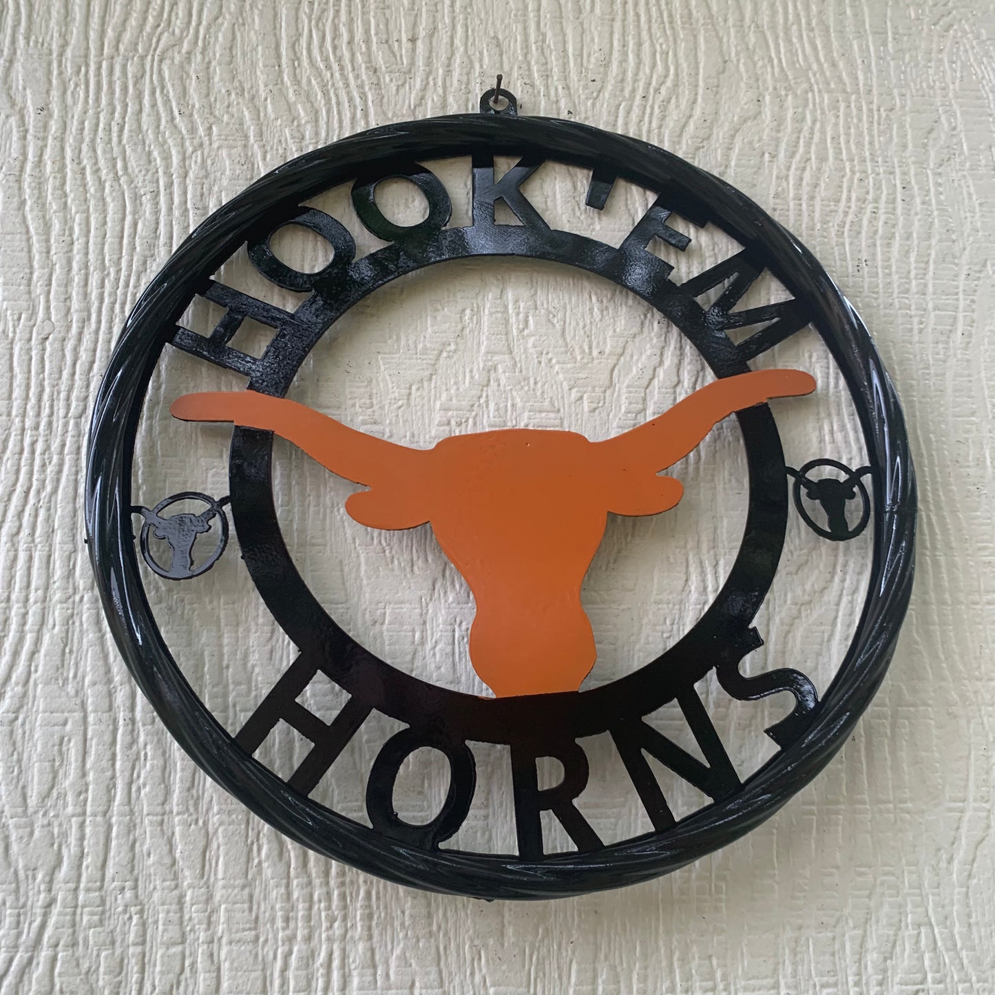 HOOKEM HORNS TEXAS LONGHORNS HOOK EM METAL CUSTOM VINTAGE CRAFT WALL ART TEAM SIGN HANDMADE