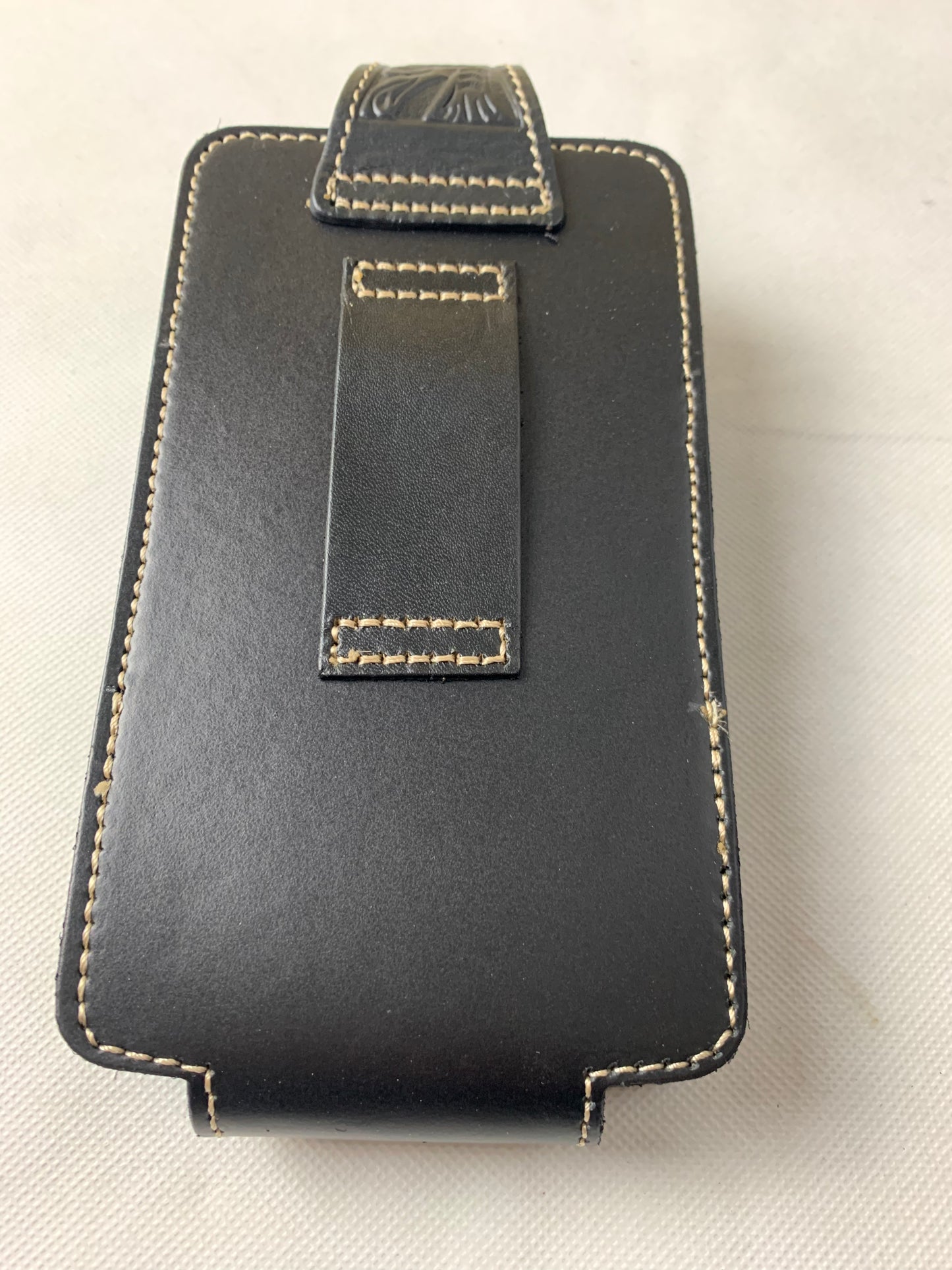 #WS341D 7" COWBOY PRAYER CROSS HOLSTER BLACK LEATHER POUCH EXTRA LARGE  BELT LOOP CELL PHONE CASE UNIVERSAL OVERSIZE--FREE SHIPPING
