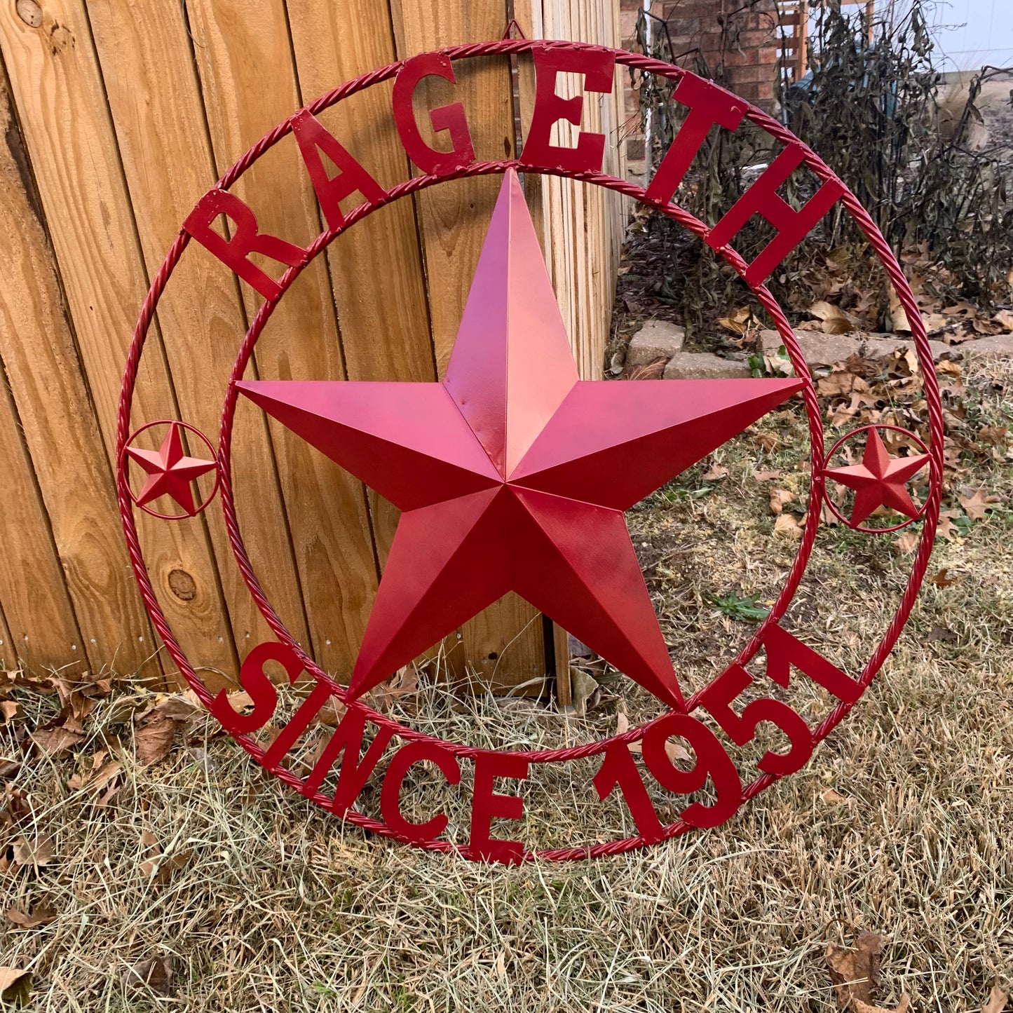 RAGETH STYLE YOUR CUSTOM STAR METAL NAME RUSTIC BURGUNDY RED PHILLIPS CUSTOM 3d STAR METAL NAME BARN STAR TWISTED ROPE RING DESIGN METAL WALL ART HOME DECOR ANY SIZE