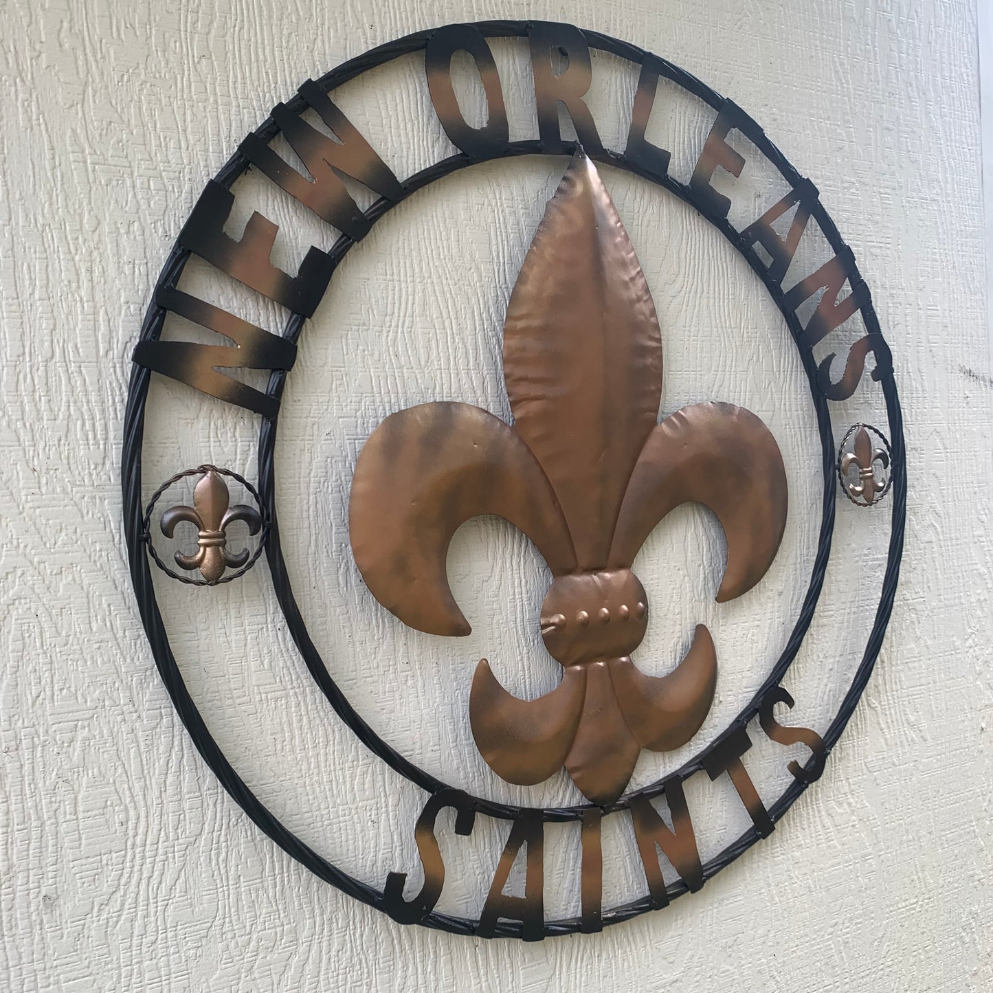 NEW ORLEANS SAINTS METAL SIGN WALL ART WESTERN HOME DECOR GOLD & BLACK HANDMADE #EH10272