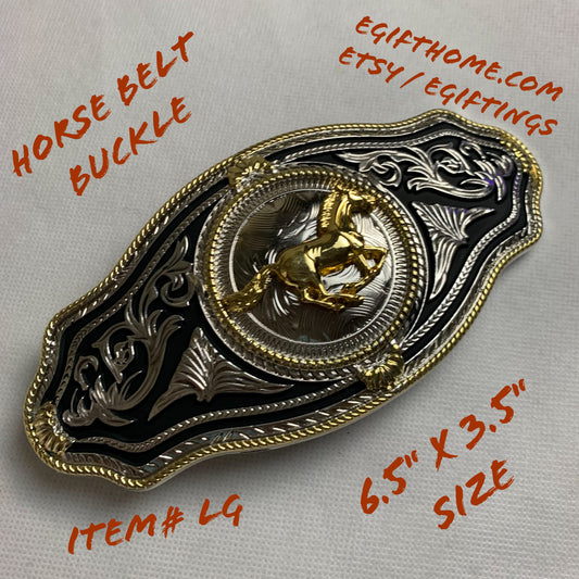 6.5" X 3.5" HORSE BELT BUCKLE WESTERN BUCKLE FASHION ART NEW #EH12270