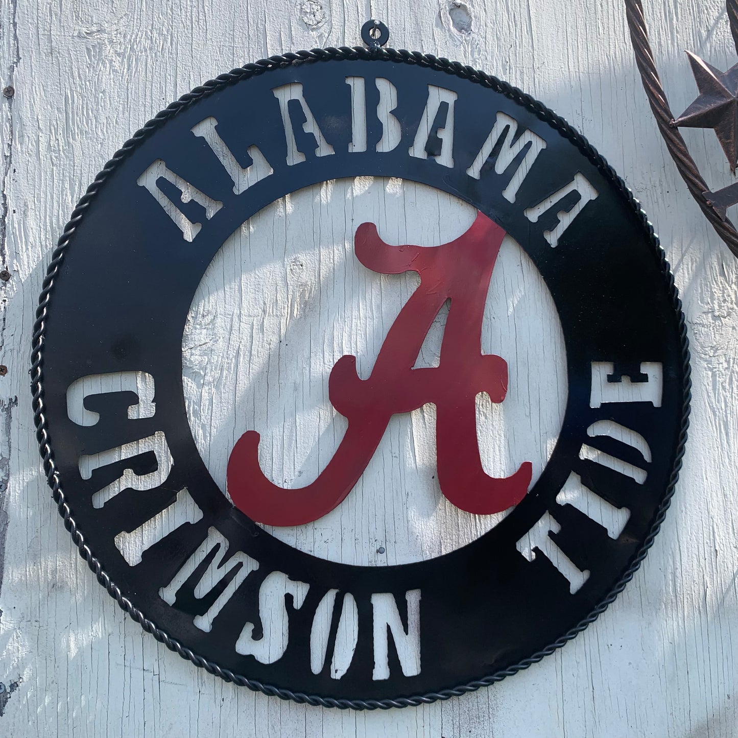 ALABAMA CRIMSON TIDE WIDE BAND RING CUSTOM METAL VINTAGE SIGN TEAM HANDMADE