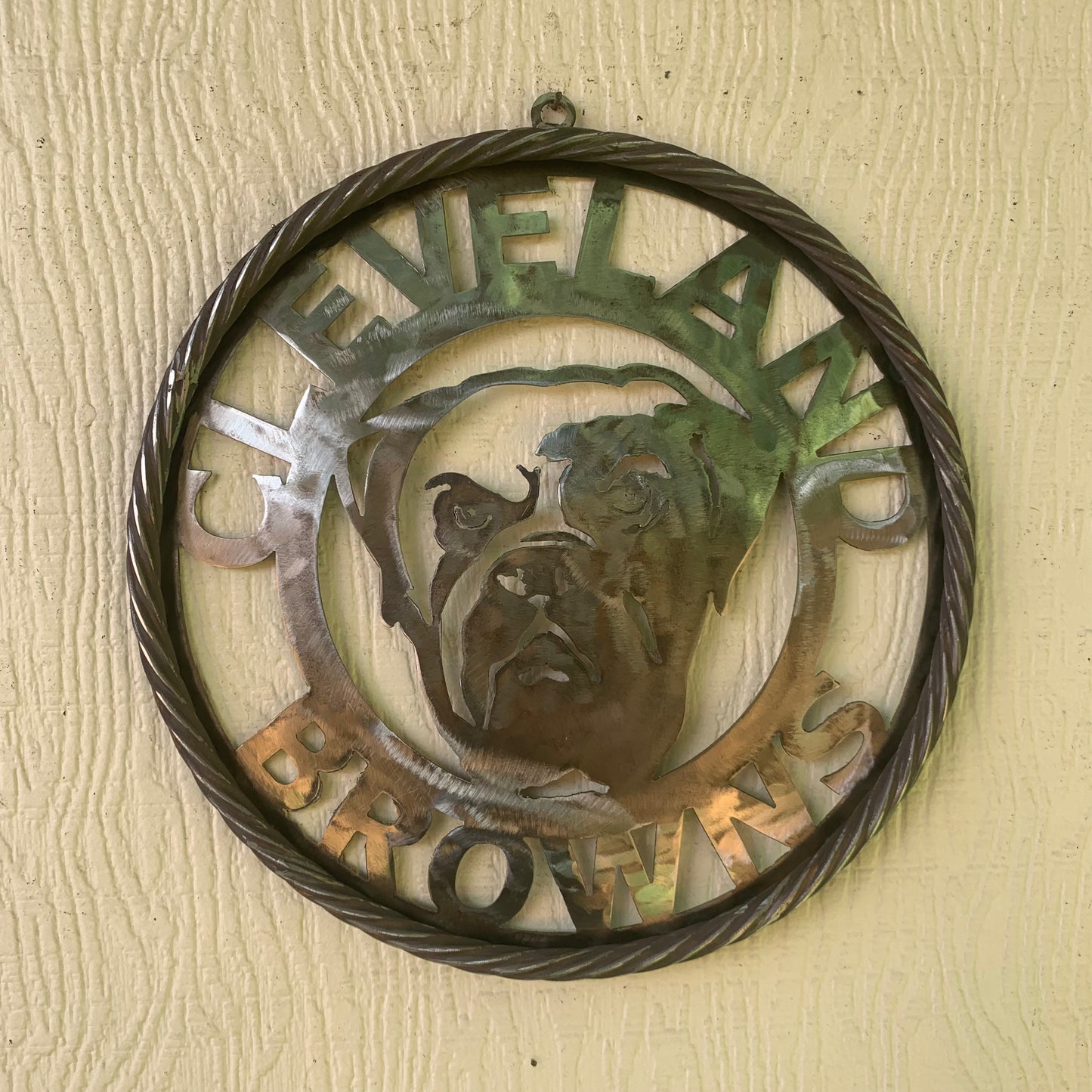 CLEVELAND BROWNS RAW METAL CUSTOM VINTAGE CRAFT ART HANDMADE RUSTIC BLACK