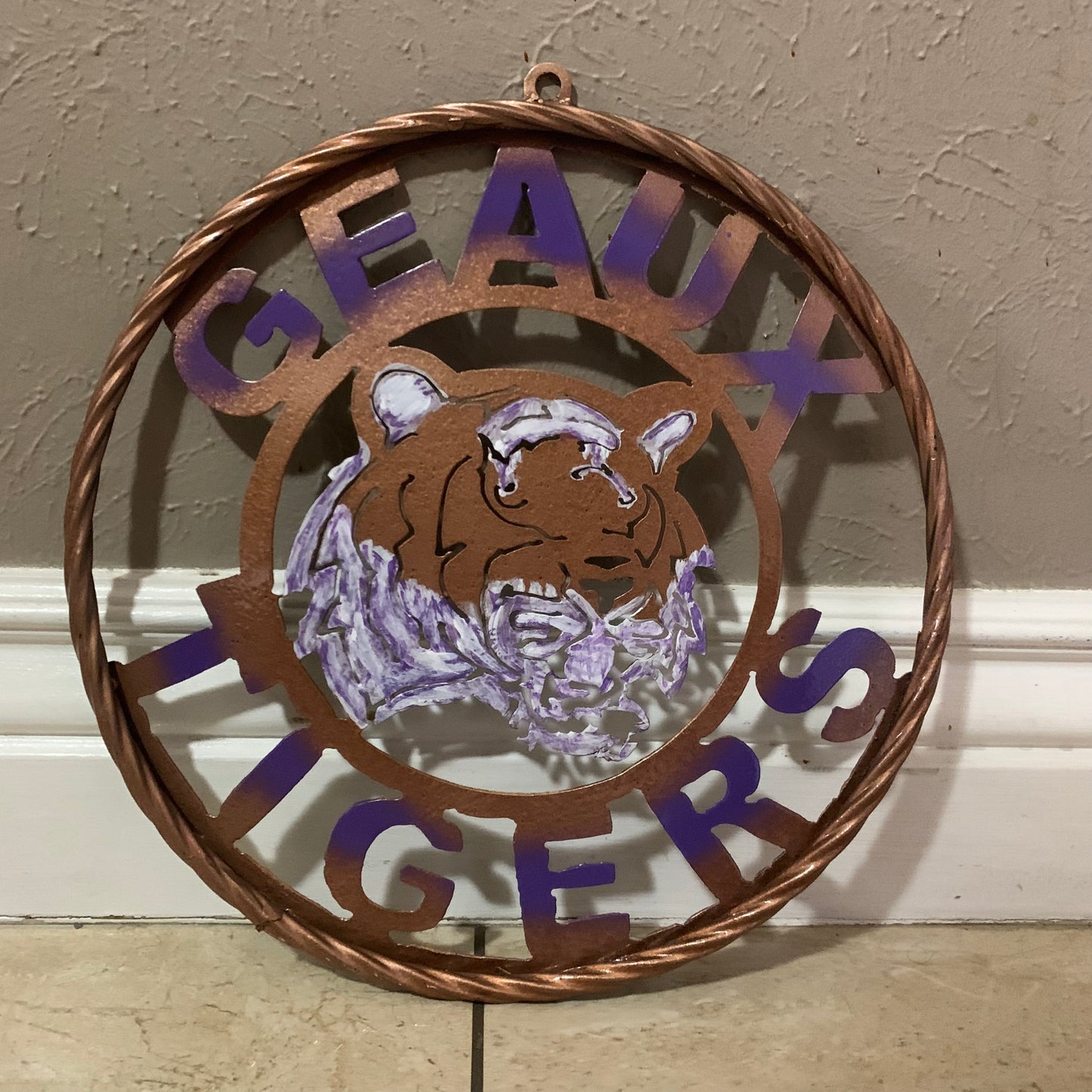 12",18",24",32" GEAUX TIGERS CUSTOM VINTAGE METAL CRAFT TEAM WALL ART HANDMADE