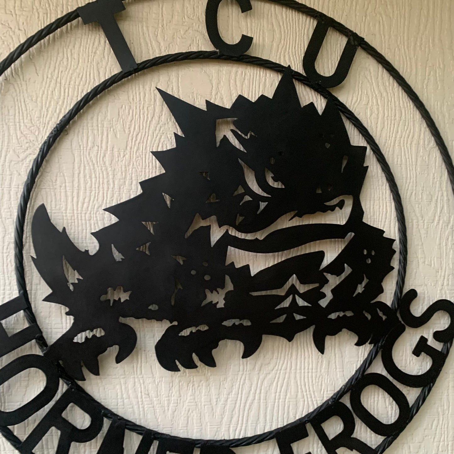 TCU HORNED FROGS BLACK CUSTOM METAL VINTAGE CRAFT TEAM SIGN HANDMADE