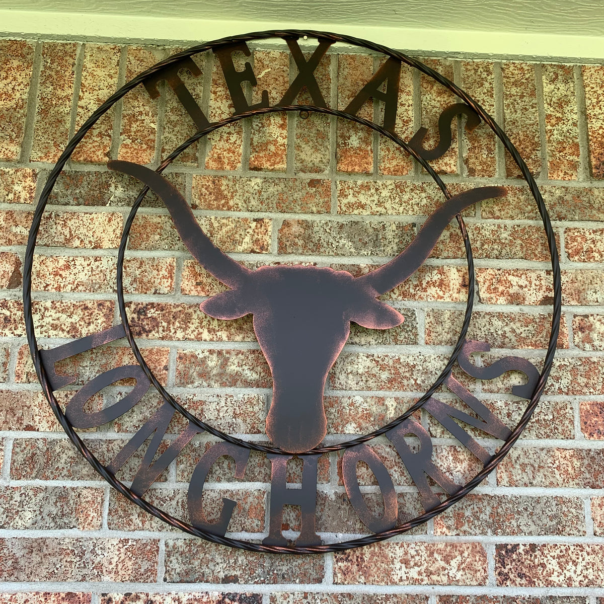TEXAS LONGHORNS CUSTOM METAL VINTAGE CRAFT SIGN TEAM ART WESTERN HOME DECOR RUSTIC BRONZE HANDMADE #EH12565