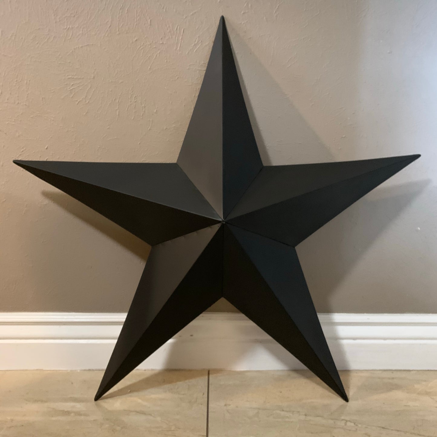 #EH10479 12", 16", 24", 30", 36" RUSTIC BLACK BARN STAR NO RING DAVID STAR 5 POINT WESTERN HOME DECOR HAND PAINTED