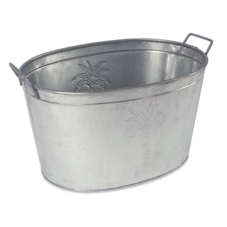 18" GALV. PALM TREE OVAL TUB BUCKET HOME DECOR WESTERN HOME DECOR NEW #EH12492