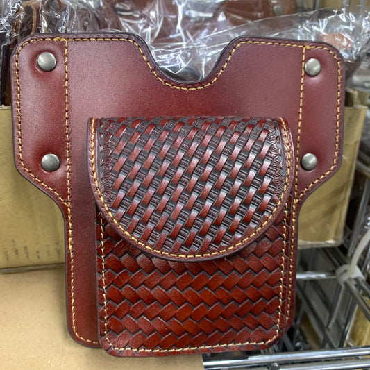 7" x 6" GENUINE LEATHER SHOOTING POUCH BELT LOOP HANDMADE NEW -- FREE SHIPPING