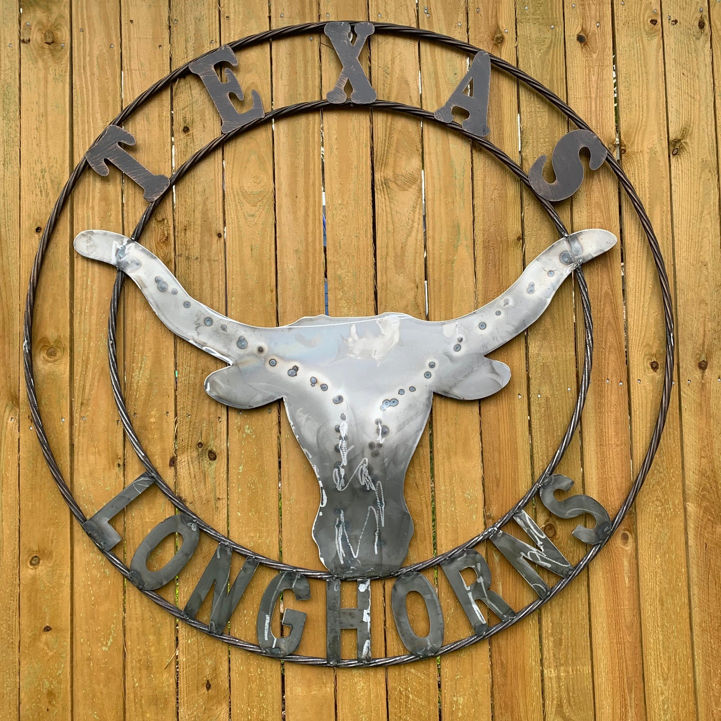 50" TEXAS LONGHORNS LARGE CUSTOM RAW METAL VINTAGE CRAFT SIGN TEAM ART UNPAINTED WESTERN HOME DECOR HANDMADE STEEL #EH12570