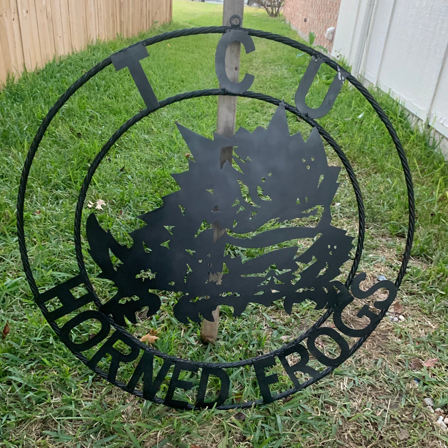 TCU HORNED FROGS BLACK CUSTOM METAL VINTAGE CRAFT TEAM SIGN HANDMADE