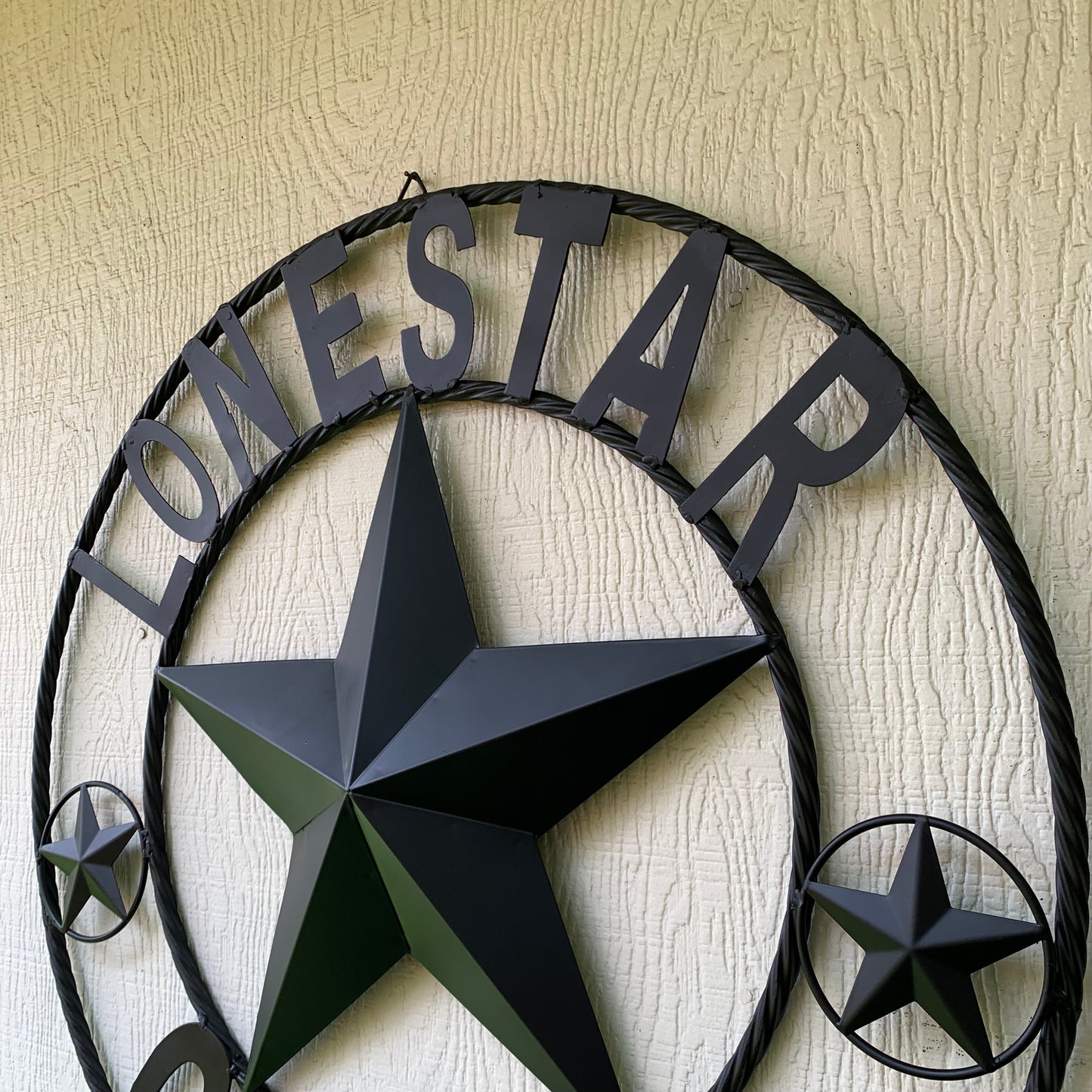 LONESTAR GARAGE STYLE CUSTOM BARN NAME STAR LONESTAR GARAGE METAL NAME BARN STAR WITH TWISTED ROPE RING 3d STAR ART WESTERN HOME DECOR RUSTIC BROWN