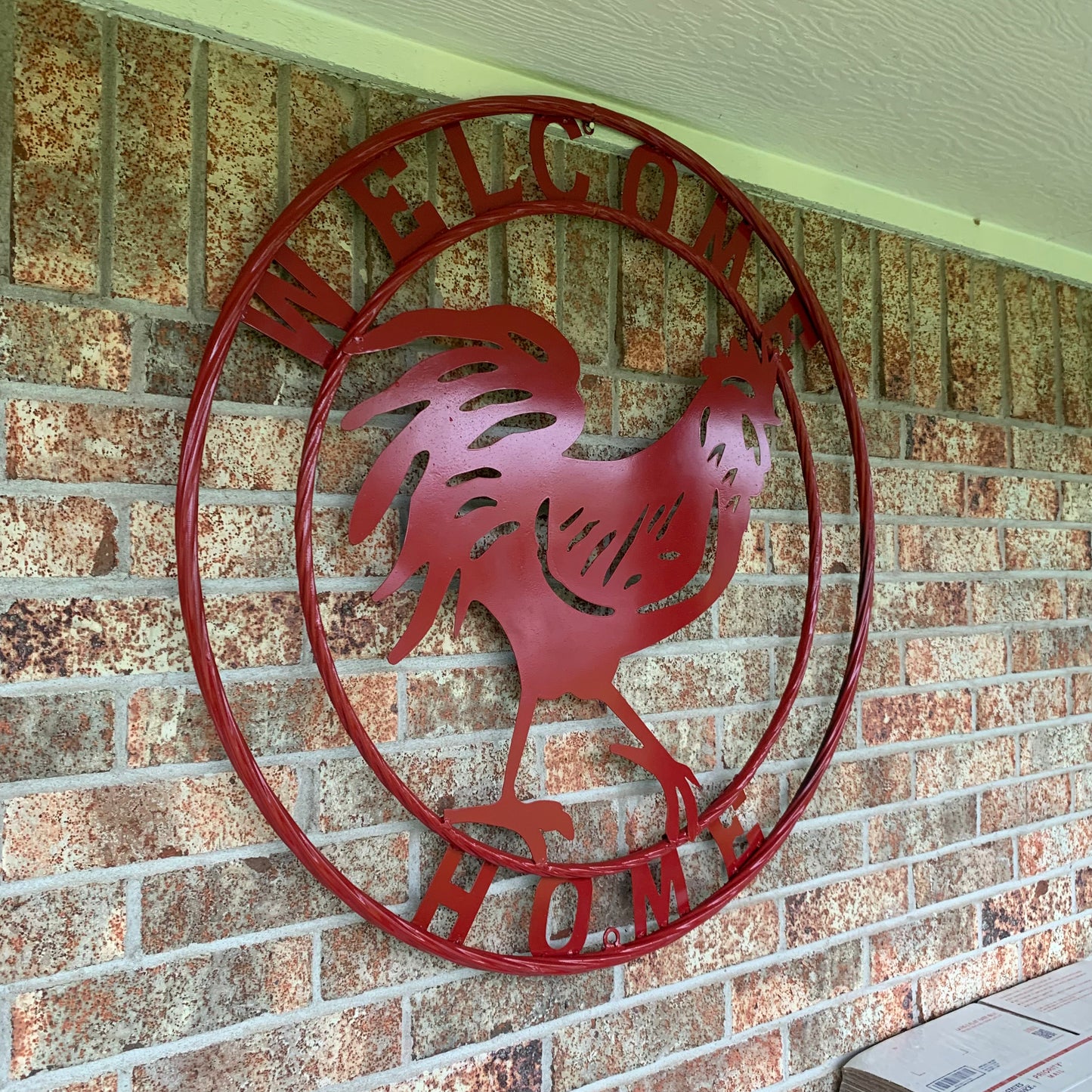 YOUR CUSTOM NAME RED ROOSTER LASERCUT METAL ART WITH RING DESIGN WESTERN METAL ANIMAL ART HOME WALL DECOR BRAND NEW