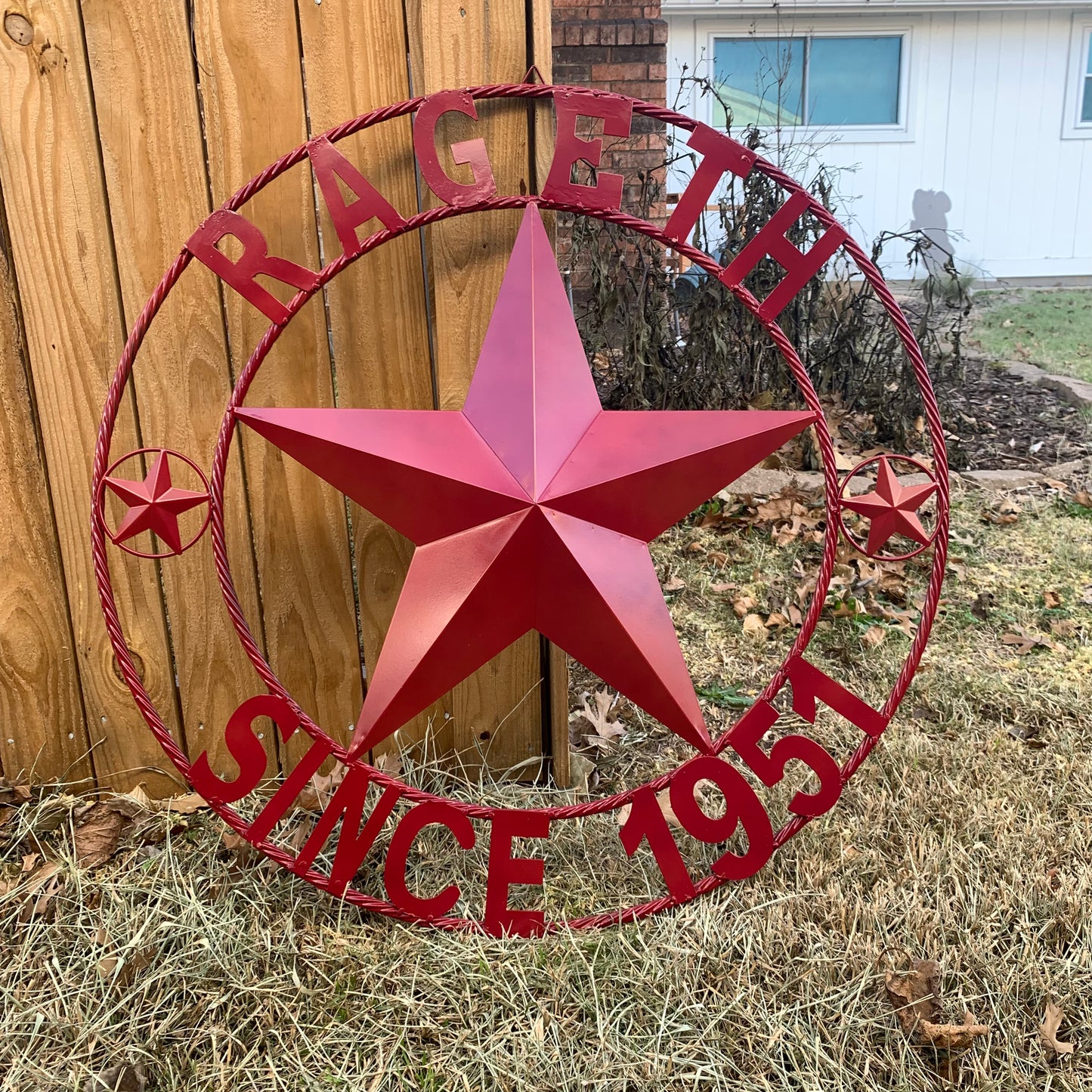 PHILLIPS STYLE YOUR CUSTOM STAR METAL NAME RUSTIC BURGUNDY RED PHILLIPS CUSTOM 3d STAR METAL NAME BARN STAR TWISTED ROPE RING DESIGN METAL WALL ART HOME DECOR ANY SIZE