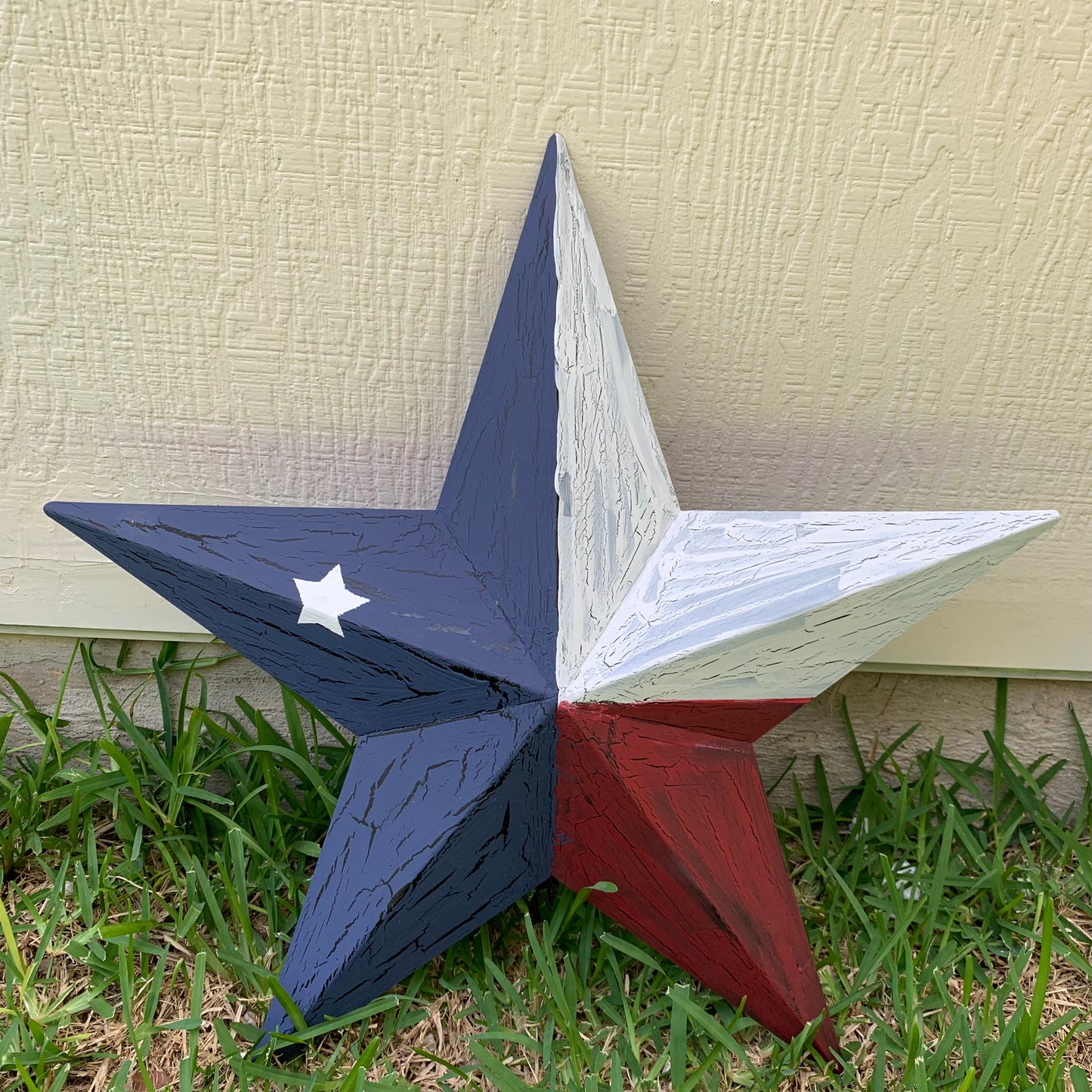 CRACKLE STYLE RED WHITE & BLUE METAL BARN STAR METAL WALL ART WESTERN HOME DECOR RUSTIC NEW
