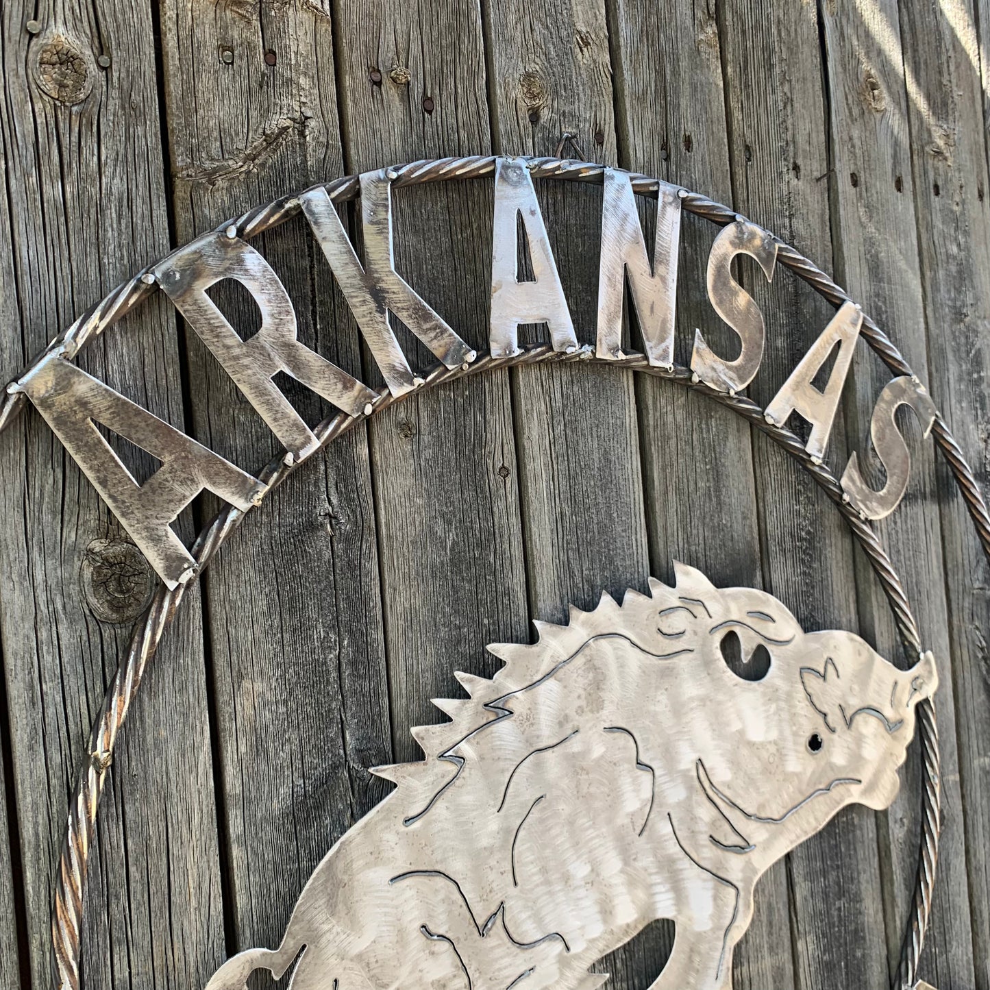 ARKANSAS RAZORBACKS CUSTOM RAW METAL VINTAGE CRAFT TEAM SIGN OFFICIAL LICENSED PRODUCT