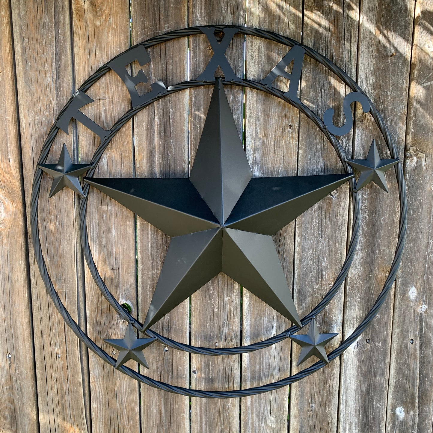 24" TEXAS BLACK STAR BARN STAR METAL ART WESTERN HOME DECOR VINTAGE RUSTIC BLACK