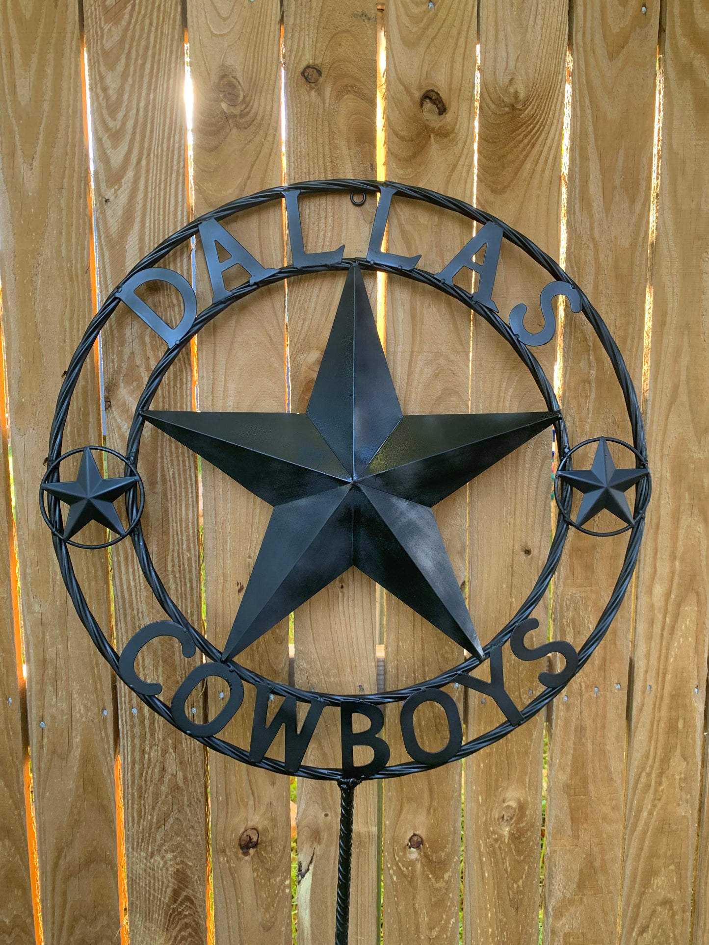 24" STAR & 34" STAKE DALLAS COWBOYS DECOR METAL ART WESTERN HOME WALL DECOR ALL RUSTIC BLACK STAR WITH 34" STAKE