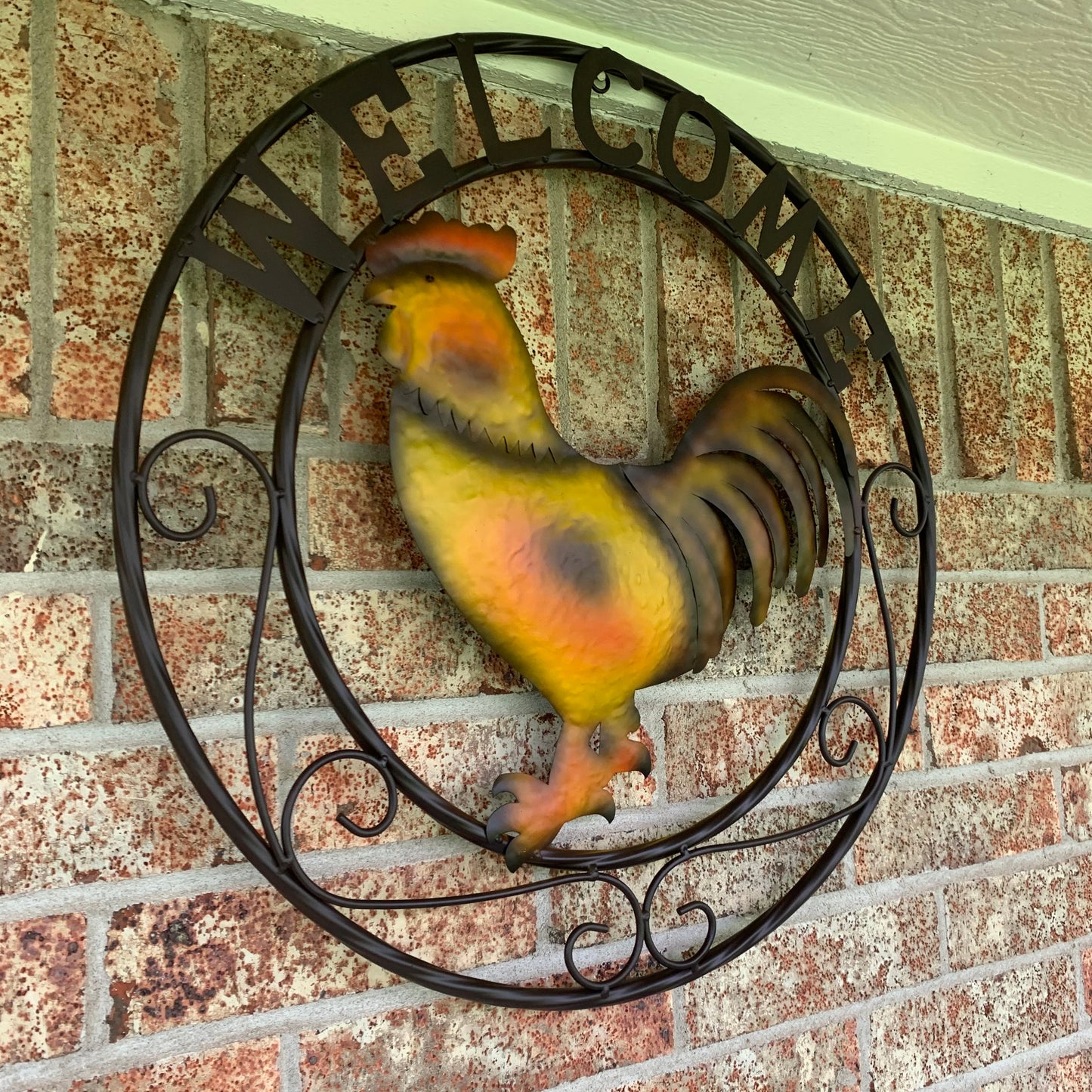 ROOSTER WELCOME 24" METAL SCROLL STYLE WESTERN HOME DECOR HANDMADE NEW-#EH10143