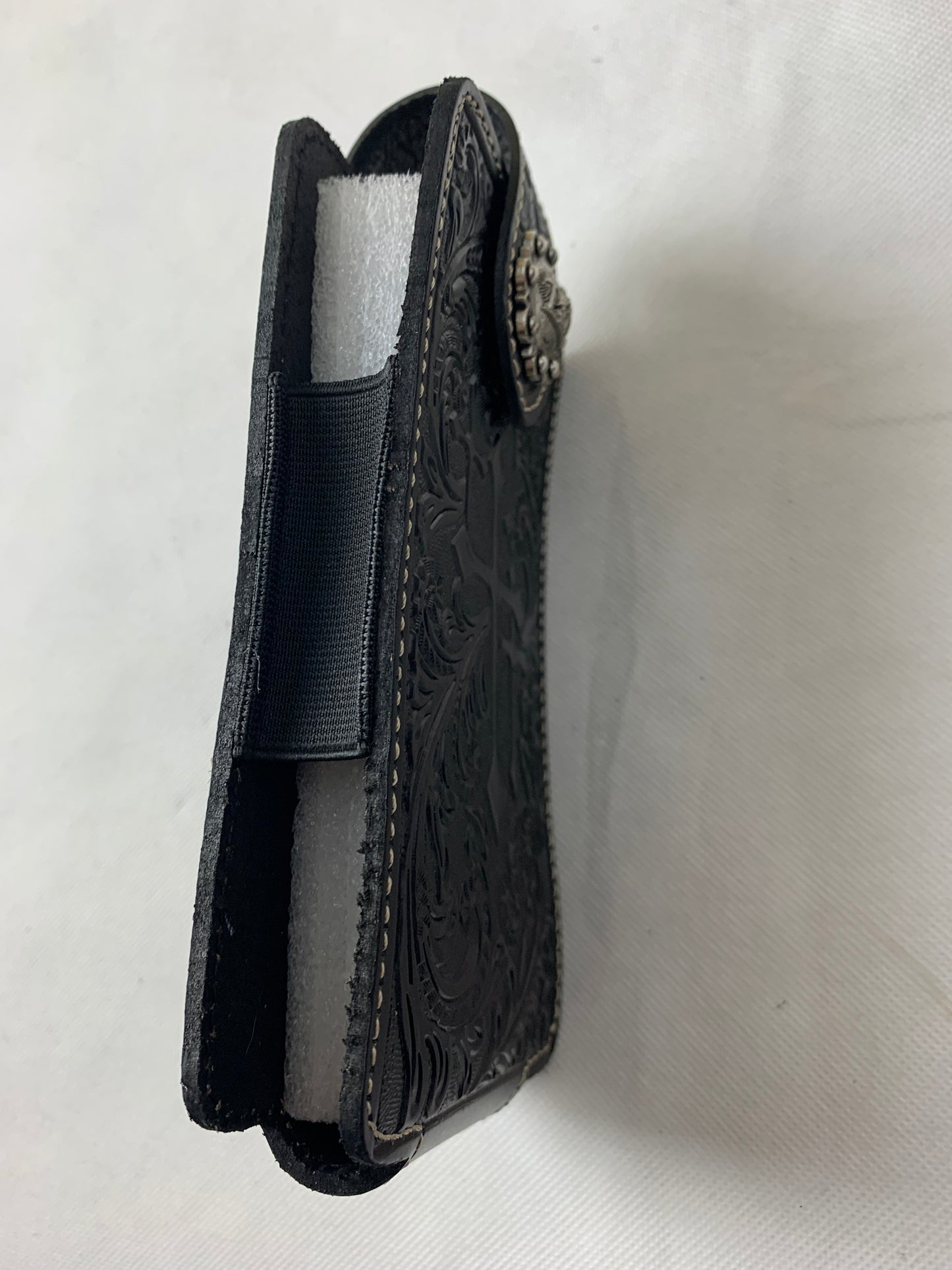 #WS341D 7" COWBOY PRAYER CROSS HOLSTER BLACK LEATHER POUCH EXTRA LARGE  BELT LOOP CELL PHONE CASE UNIVERSAL OVERSIZE--FREE SHIPPING