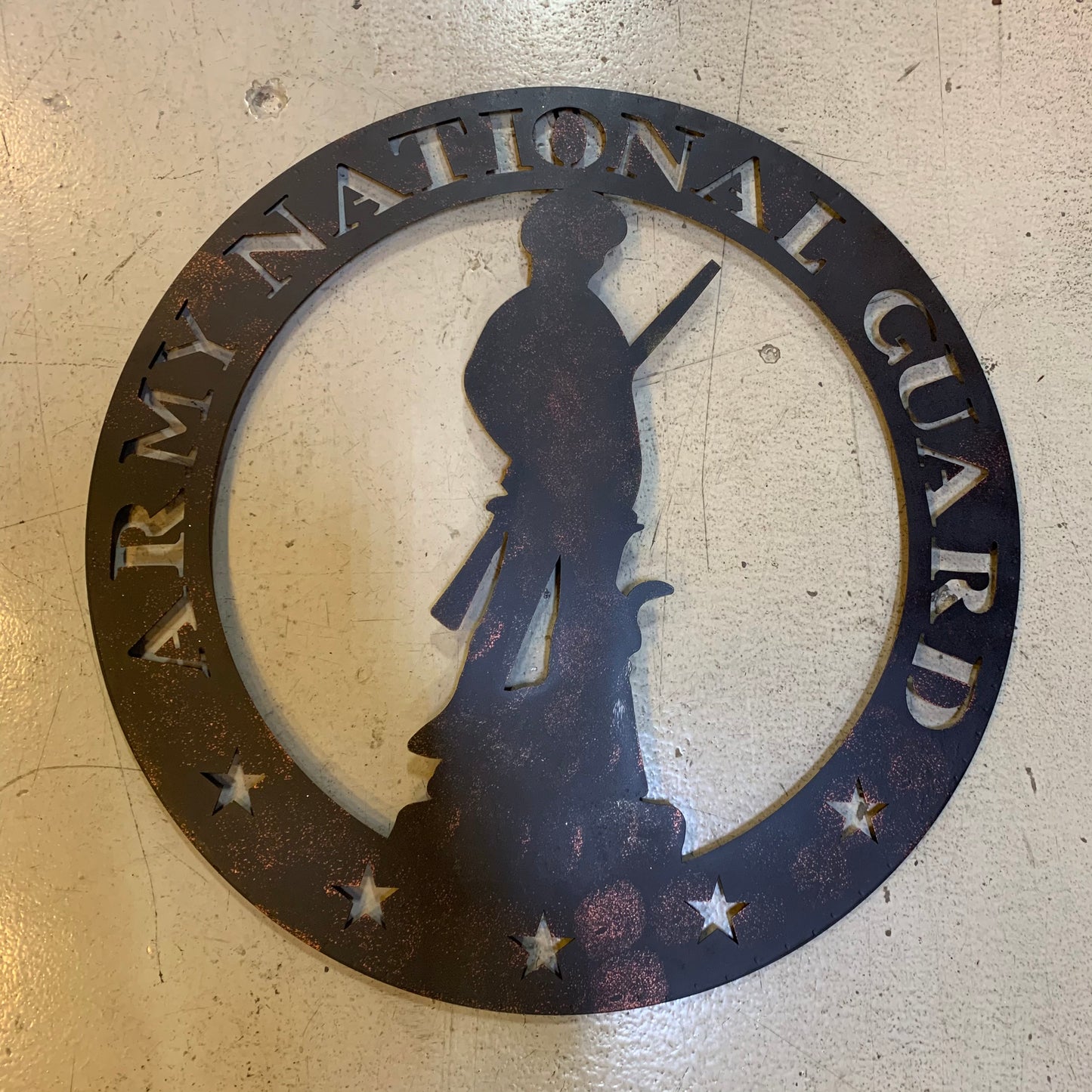 24" ARMY NATIONAL GUARD CUSTOM METAL VINTAGE CRAFT METAL WALL ART WESTERN HOME DECOR