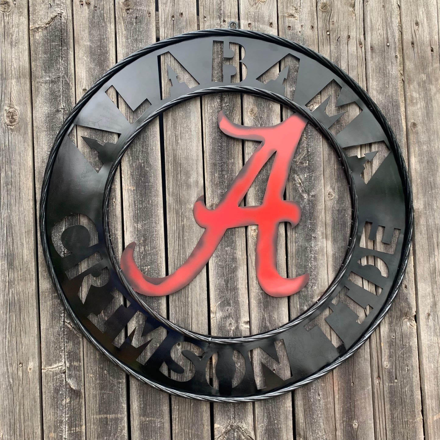 ALABAMA CRIMSON TIDE WIDE BAND RING CUSTOM METAL VINTAGE SIGN TEAM SPORTS HANDMADE