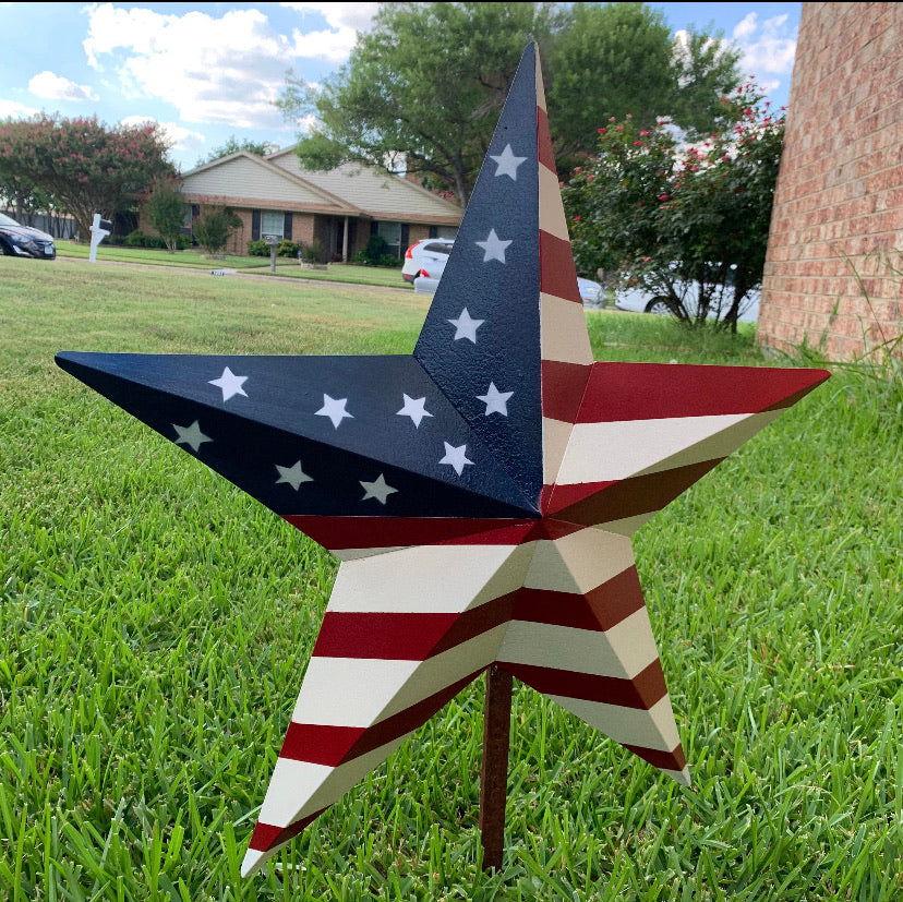 AMERICANA USA FLAG BARN STAR RED WHT BLUE STAR HANDMADE 12",24",36" #EH13297