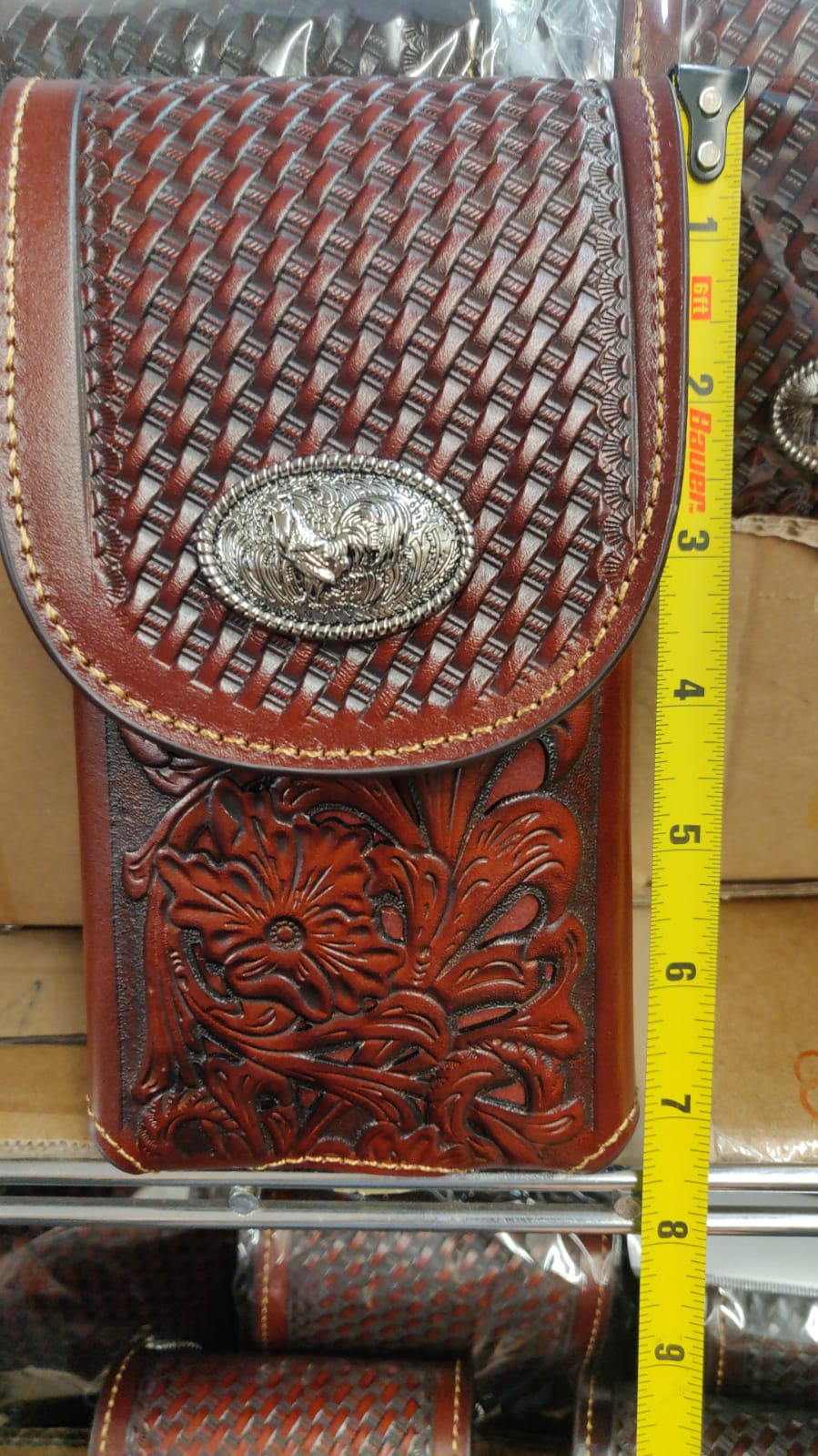 7" ROOSTER TAN BROWN LEATHER POUCH EXTRA LARGE  BELT LOOP HOLSTER CELL PHONE CASE UNIVERSAL OVERSIZE