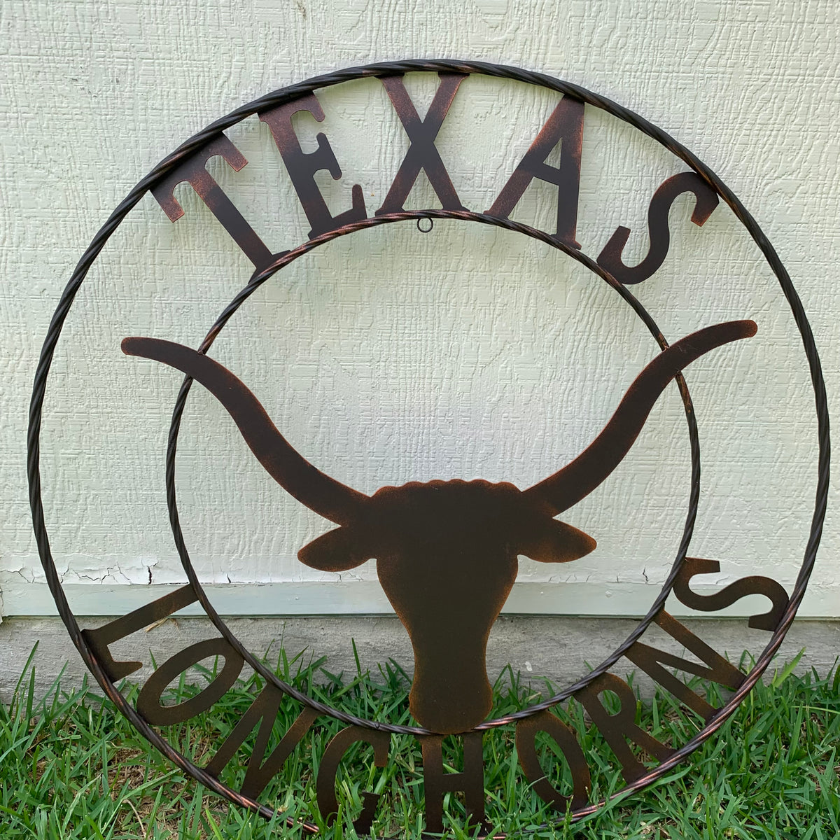 TEXAS LONGHORNS CUSTOM METAL VINTAGE CRAFT SIGN TEAM ART WESTERN HOME DECOR RUSTIC BRONZE HANDMADE #EH12565